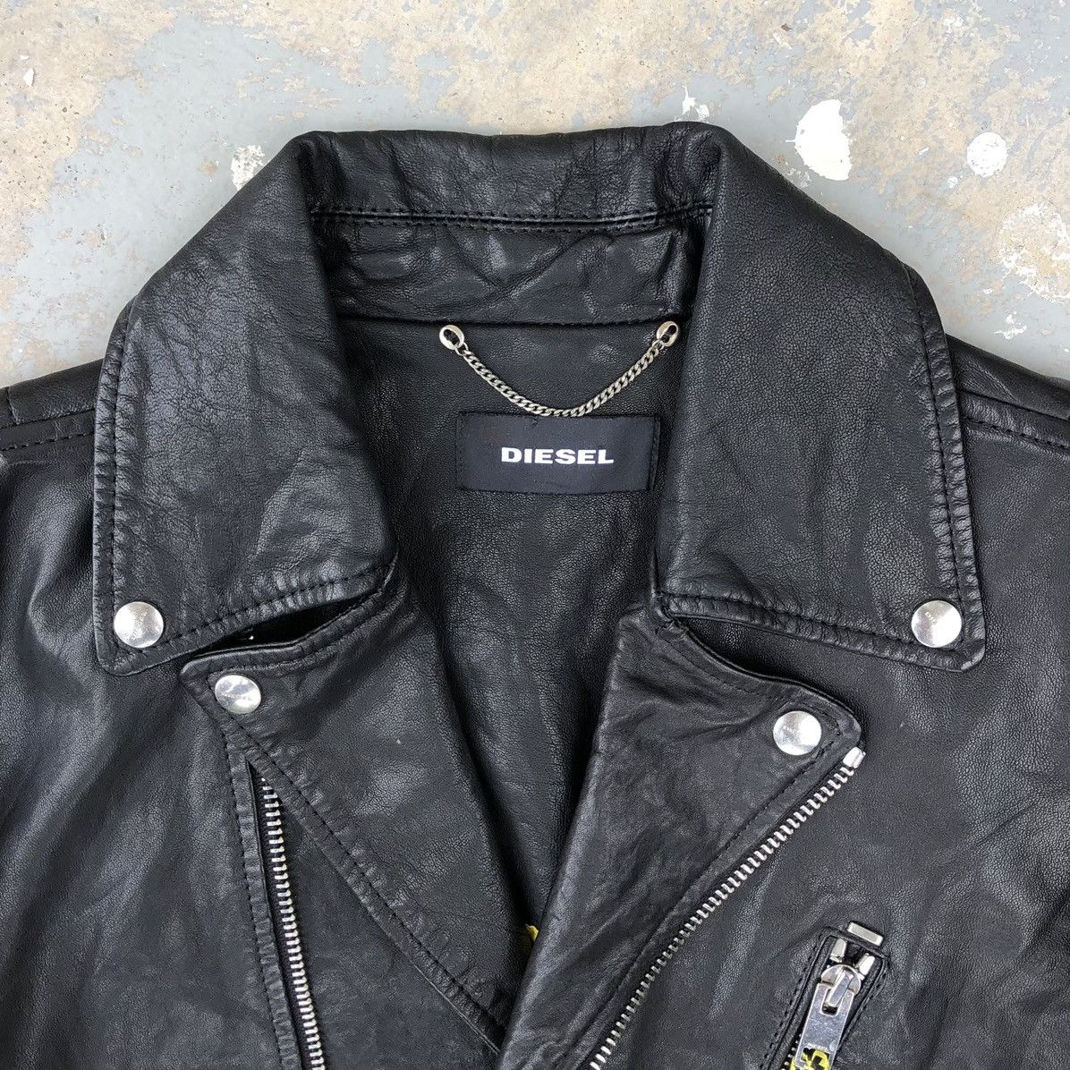 Vintage DIESEL Willcox Double Collar Leather Jacket