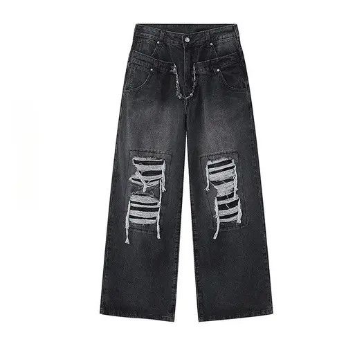 VIBE Retro punk distressed ripped jeans hole pants y2k Size US 33 - 5 Thumbnail