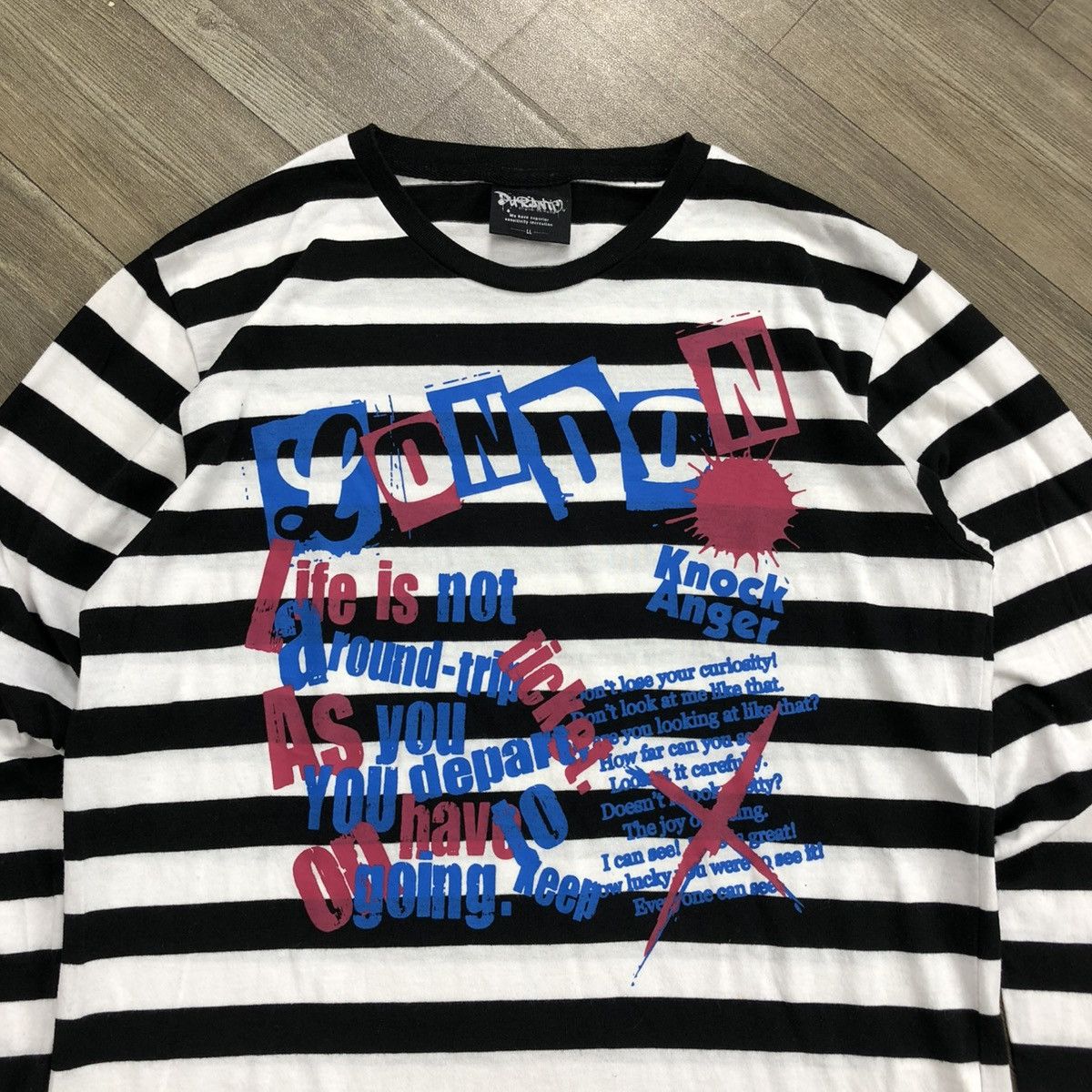 If Six Was Nine × Japanese Brand × Le Grande Bleu (L.G.B.) 2000s Durante London Punk Gothic Goa Striped Long Sleeve Size US L / EU 52-54 / 3 - 2 Thumbnail