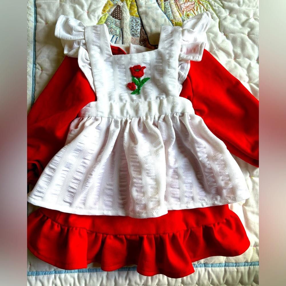 Designer Vintage Toddler Dress with Apron Size ONE SIZE - 1 Thumbnail