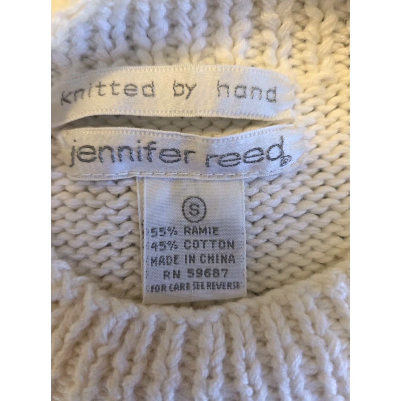 Vintage VINTAGE Jennifer Reed Sweater Womens Small Abstract Knit Crew Neck Long Sleeve Pullover White 80s 90s Size S / US 4 / IT 40 - 7 Thumbnail