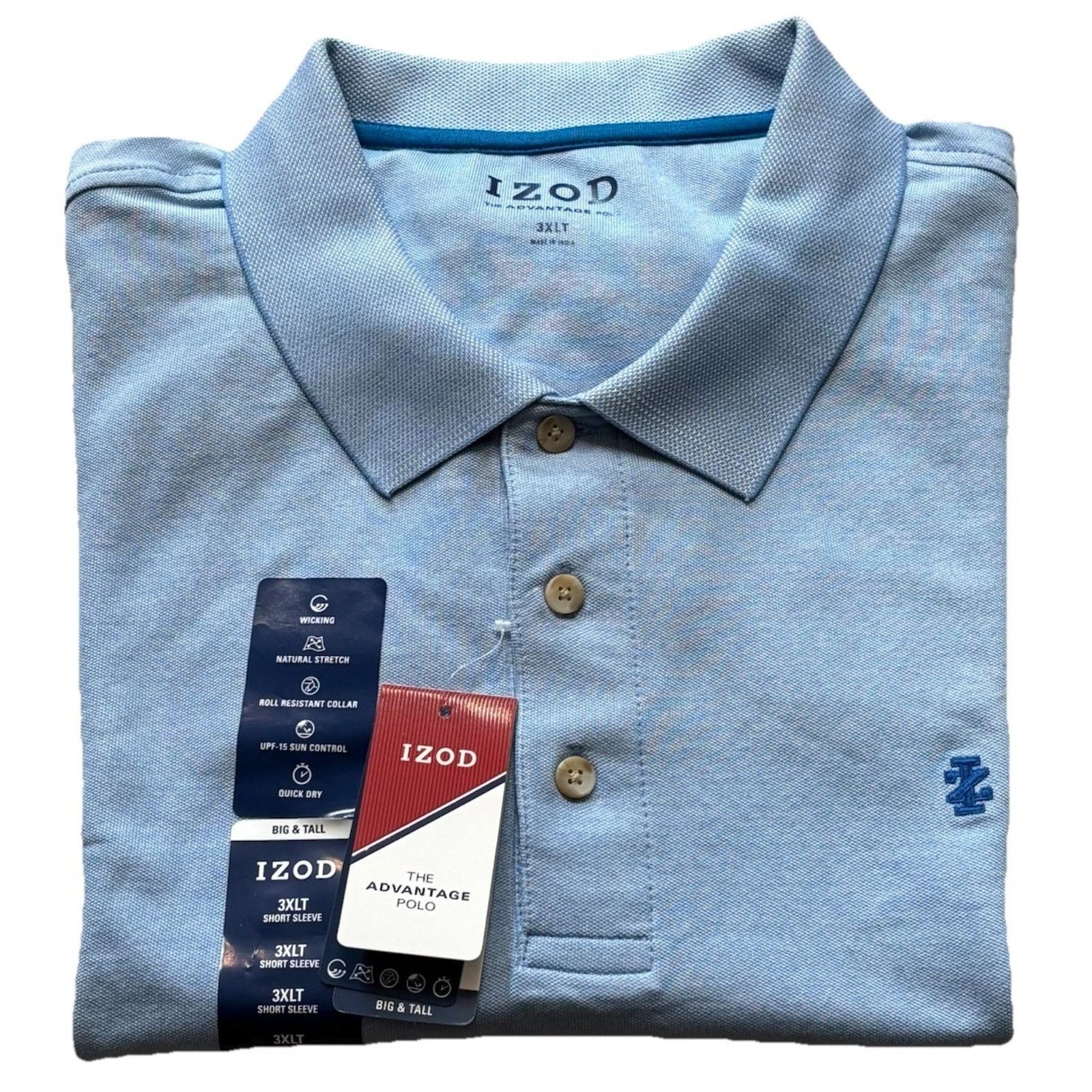 Izod Izod Advantage Cotton Blend Light Blue Polo 3XLT NWT Size US XXL / EU 58 / 5 - 1 Thumbnail