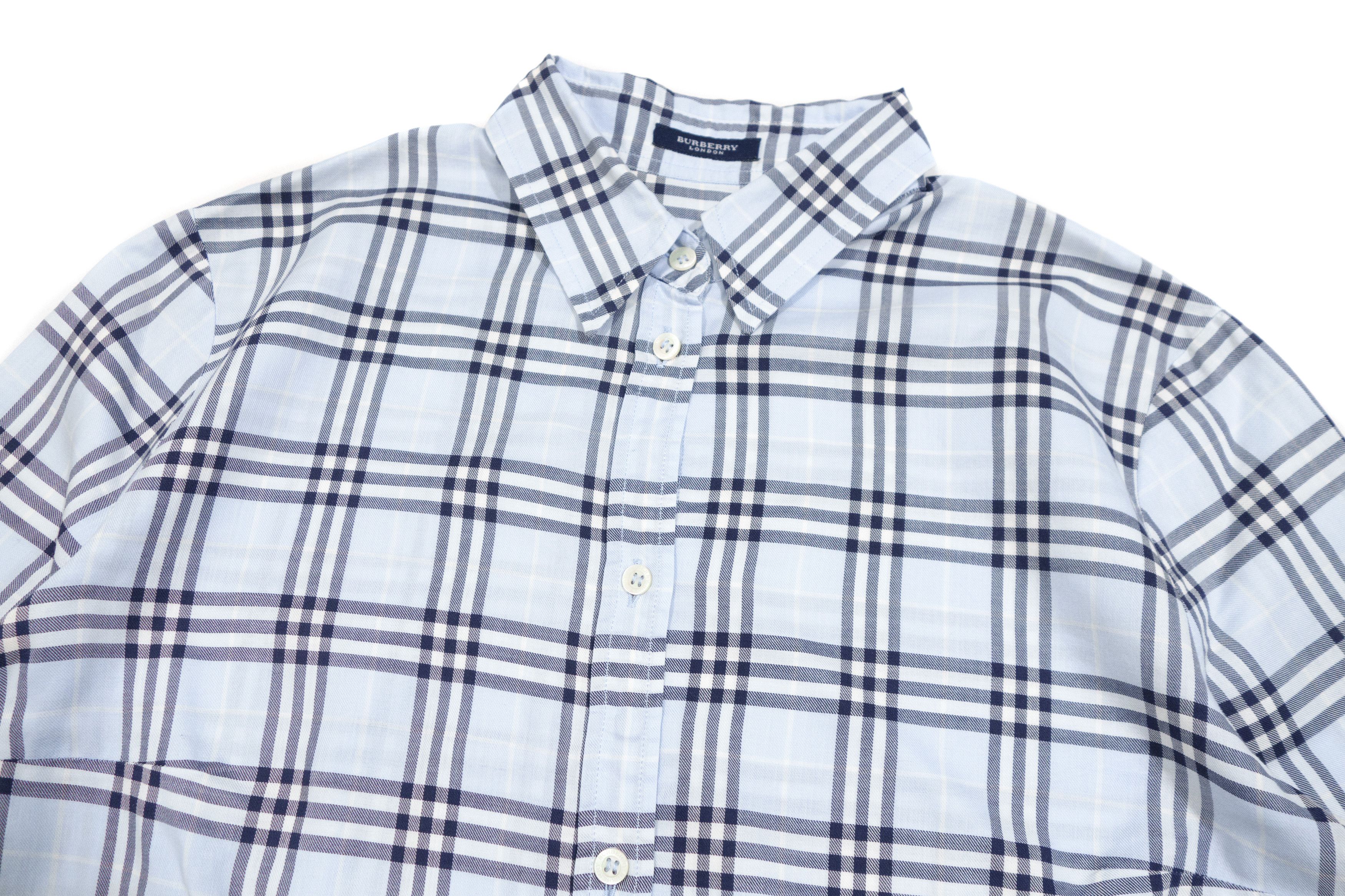 Burberry Blue Nova Check 3/4 Sleeve Logo Shirt Size XL / US 12-14 / IT 48-50 - 2 Thumbnail