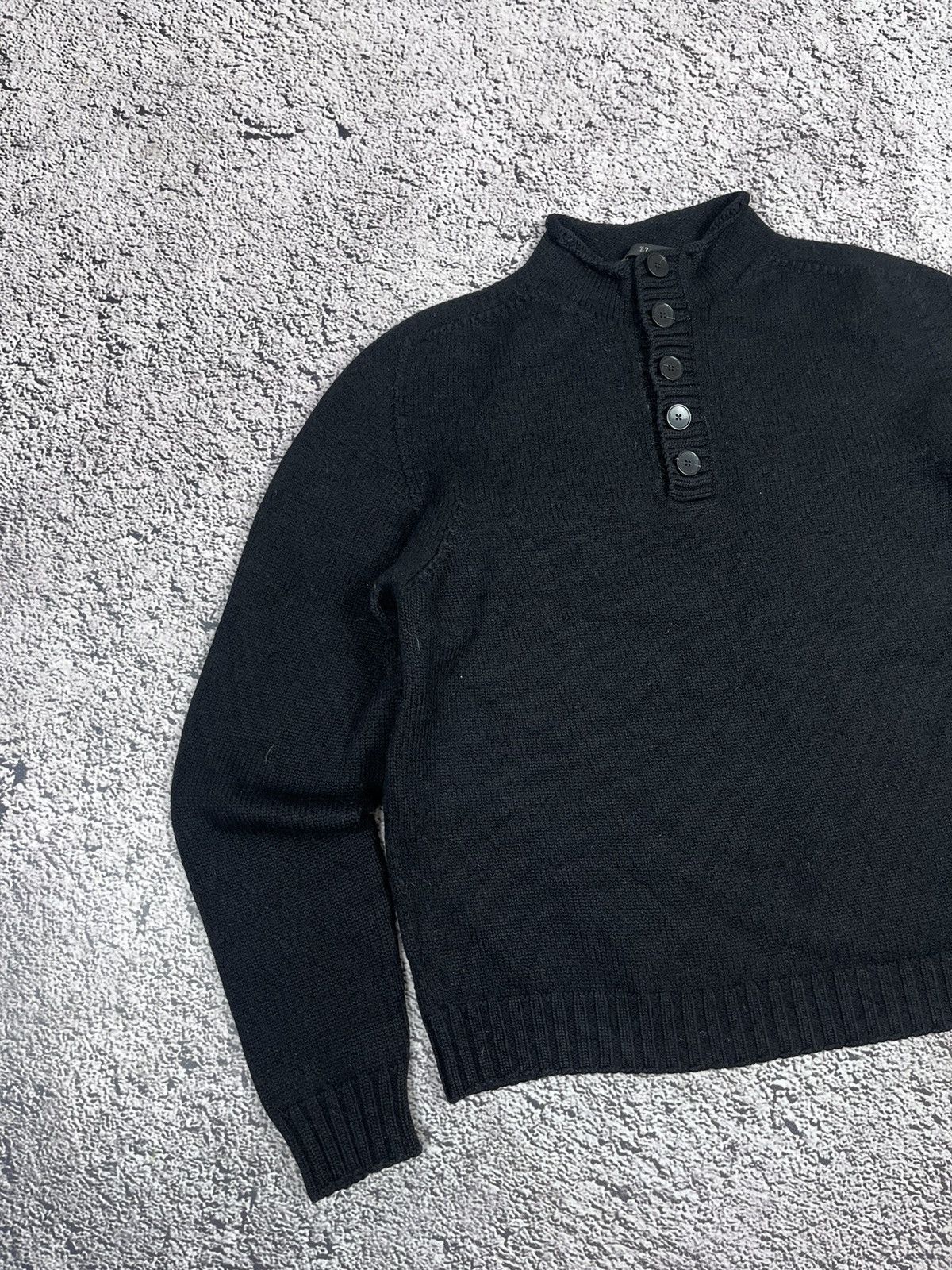 Z Zegna Z Zegna Italy 100% Wool Mock Neck Button Sweater Black L Size US L / EU 52-54 / 3 - 2 Thumbnail