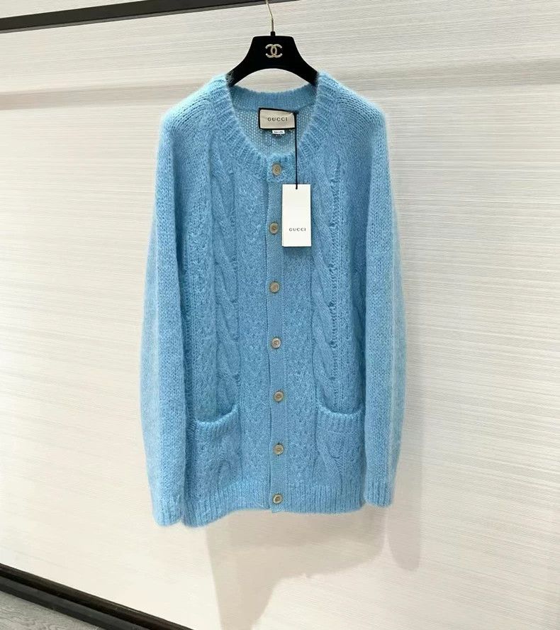 Gucci Gucci Blue horsehair knitted cardigan sweater 2501-Nextarro Size US L / EU 52-54 / 3 - 1 Thumbnail