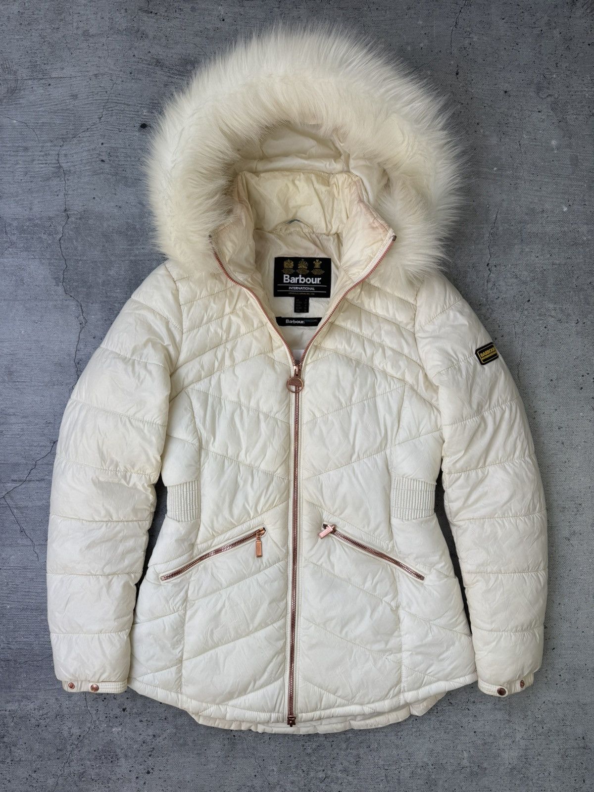 Barbour Vintage Barbour Fur Faux Down Jacket IfSixWasNine Y2K Size S / US 4 / IT 40 - 1 Thumbnail