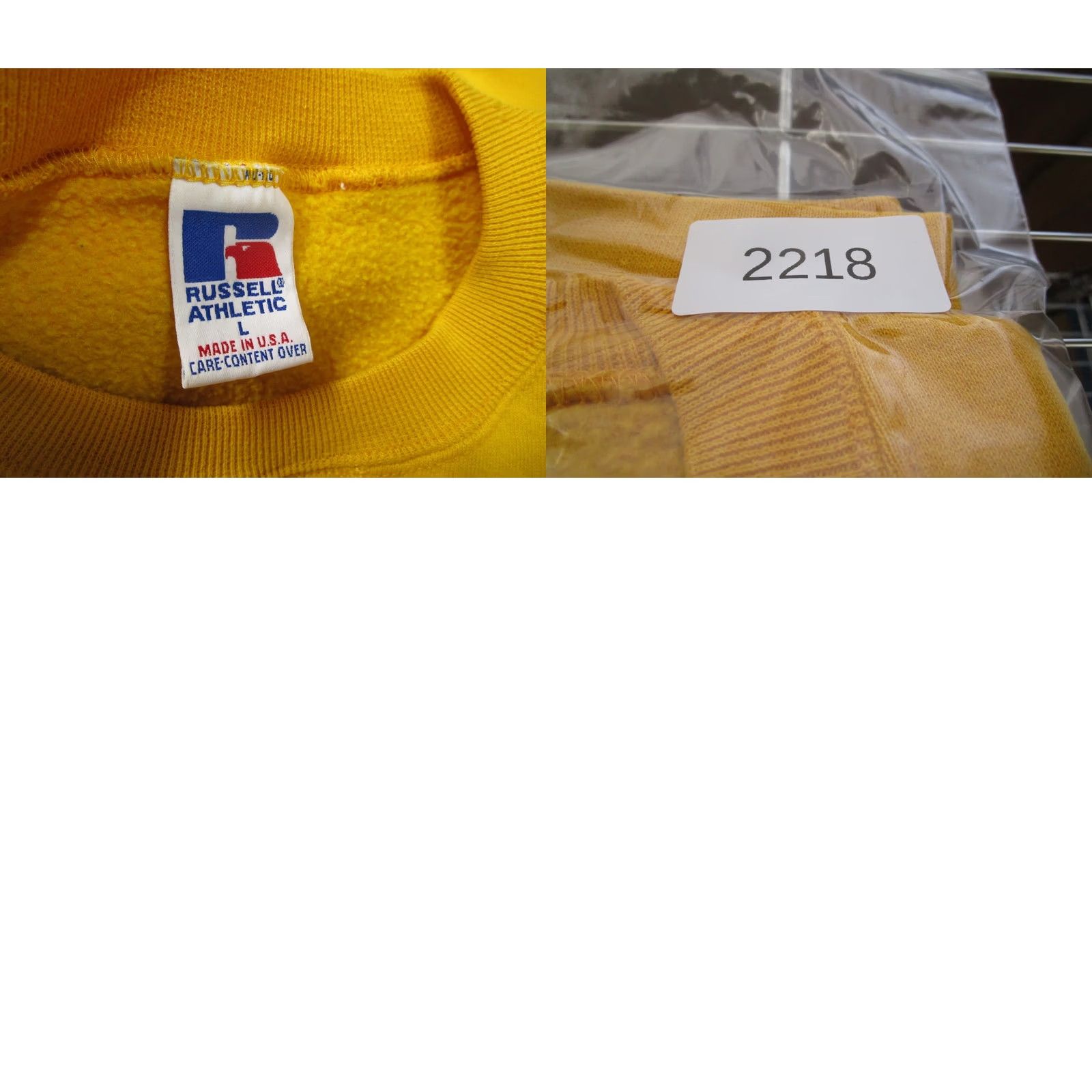 Russell Athletic VINTAGE Russell Athletic Sweatshirt Mens Large Crewneck Pullover USA 90s Yellow Cotton Polyester Knit Logo Sweatshirt Mens 90s Retro USA Size US L / EU 52-54 / 3 - 8 Thumbnail