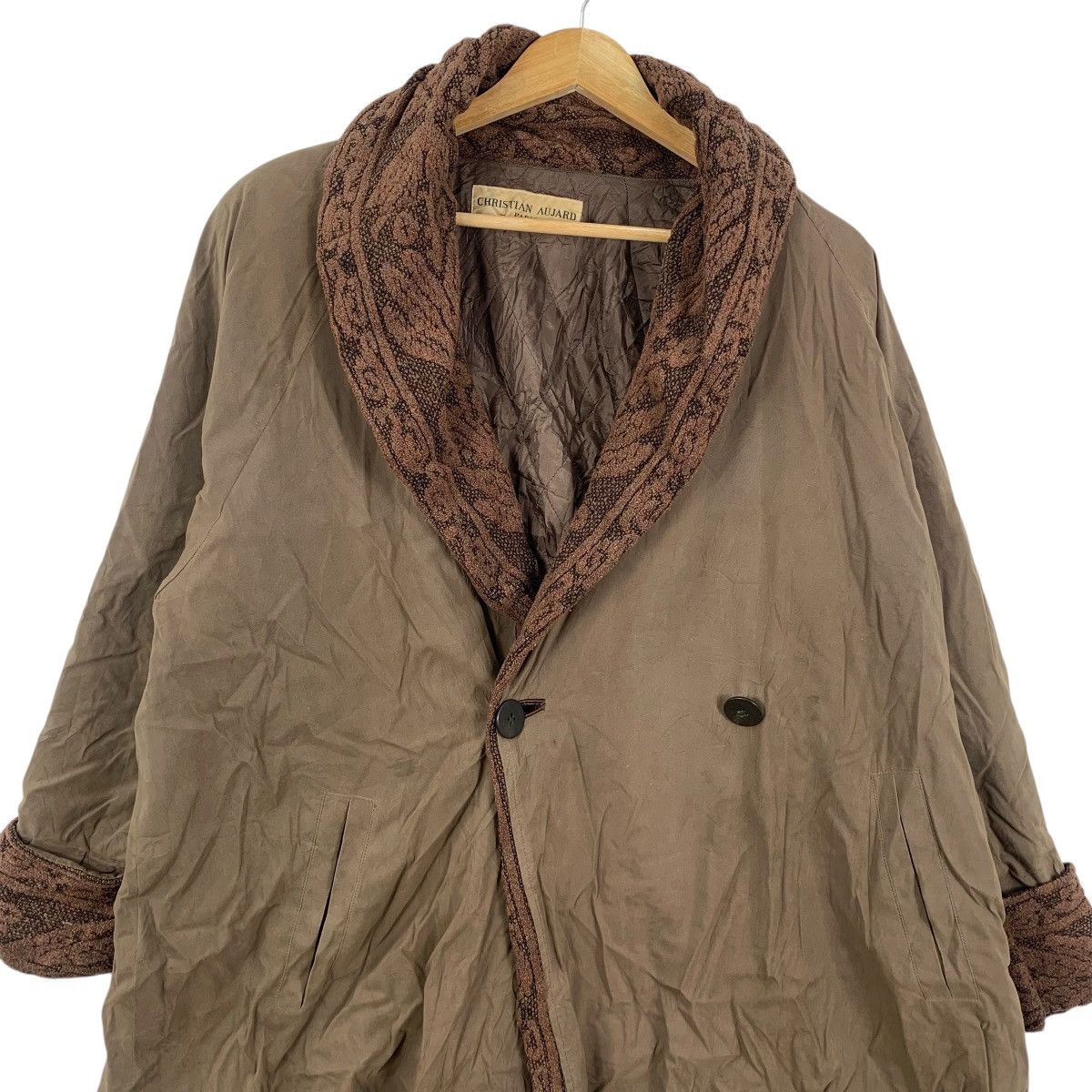Vintage Vintage CHRISTIAN AUJARD PARIS Paisley Trench Coat Jacket Size XXL / US 16-18 / IT 52-54 - 4 Thumbnail