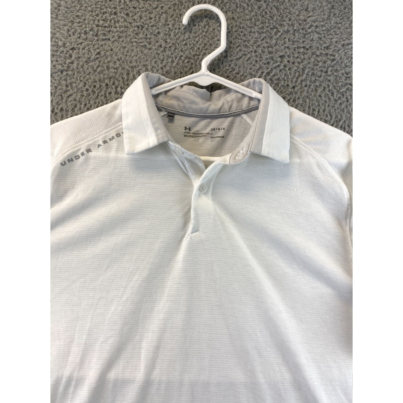 Under Armour Under Armour Short Sleeve Polo Shirt Heatgear Loose Mens Sz L White /72-55 Size US L / EU 52-54 / 3 - 5 Thumbnail