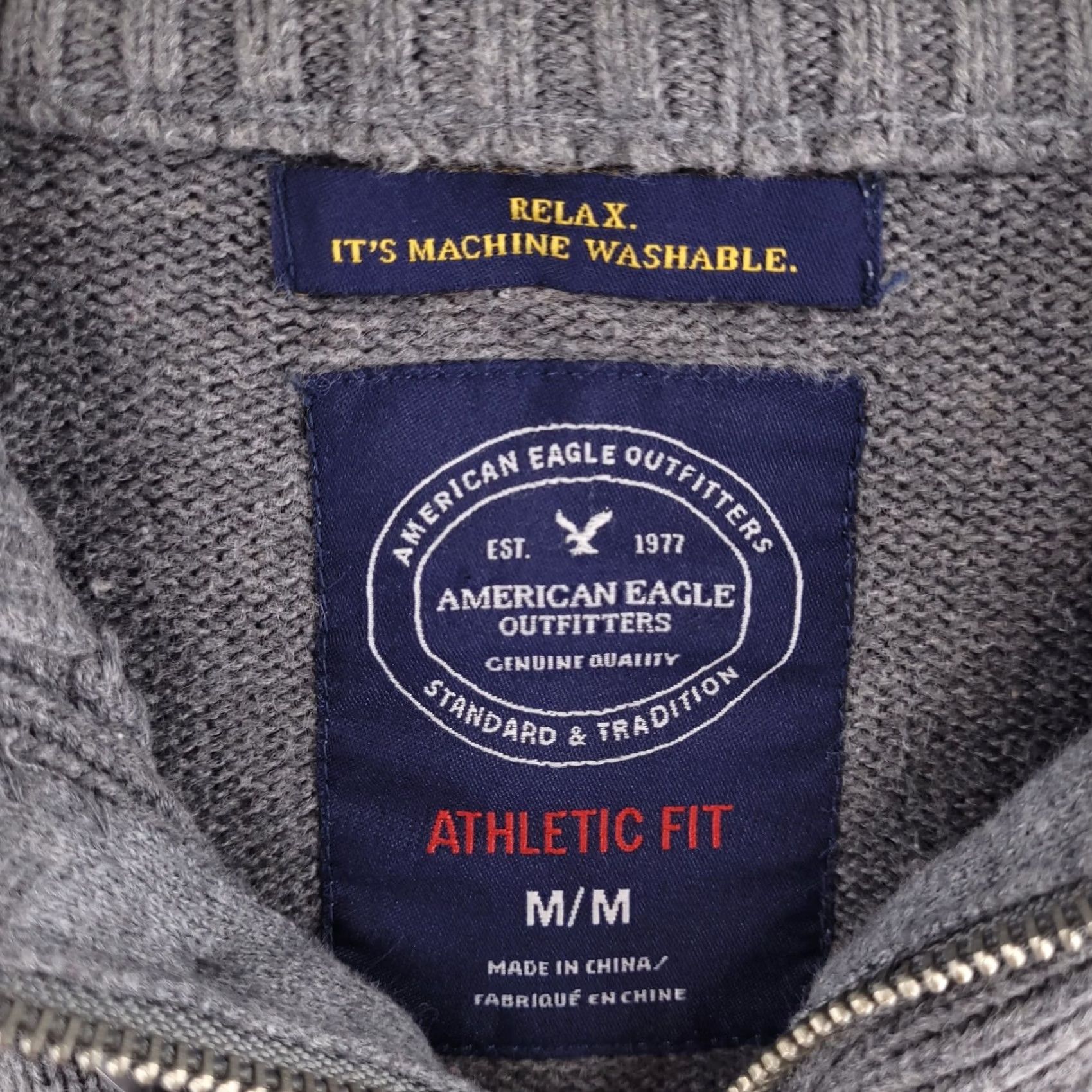 American Eagle Outfitters American Eagle Outfitters Sweatshirt? (Sweater) Knit Gray Orange Athletic Muscle Med? Size US M / EU 48-50 / 2 - 4 Thumbnail