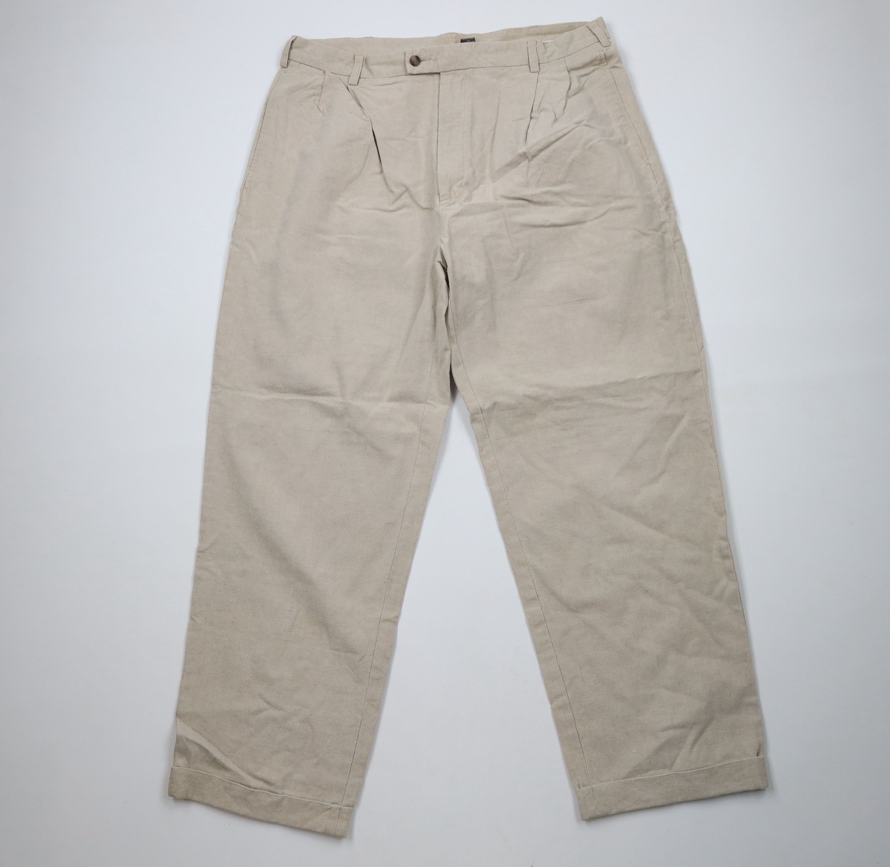Vintage Vintage 90s Streetwear Pleated Cuffed Wide Leg Chino Pants Size US 38 / EU 54 - 1 Thumbnail