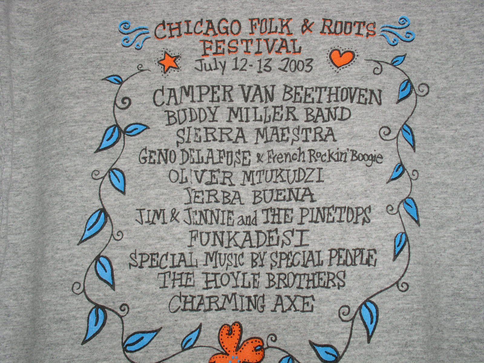 Folk Camper Van Beethoven Chicago Folk Roots Festival Shirt 2003 Size US L / EU 52-54 / 3 - 3 Thumbnail