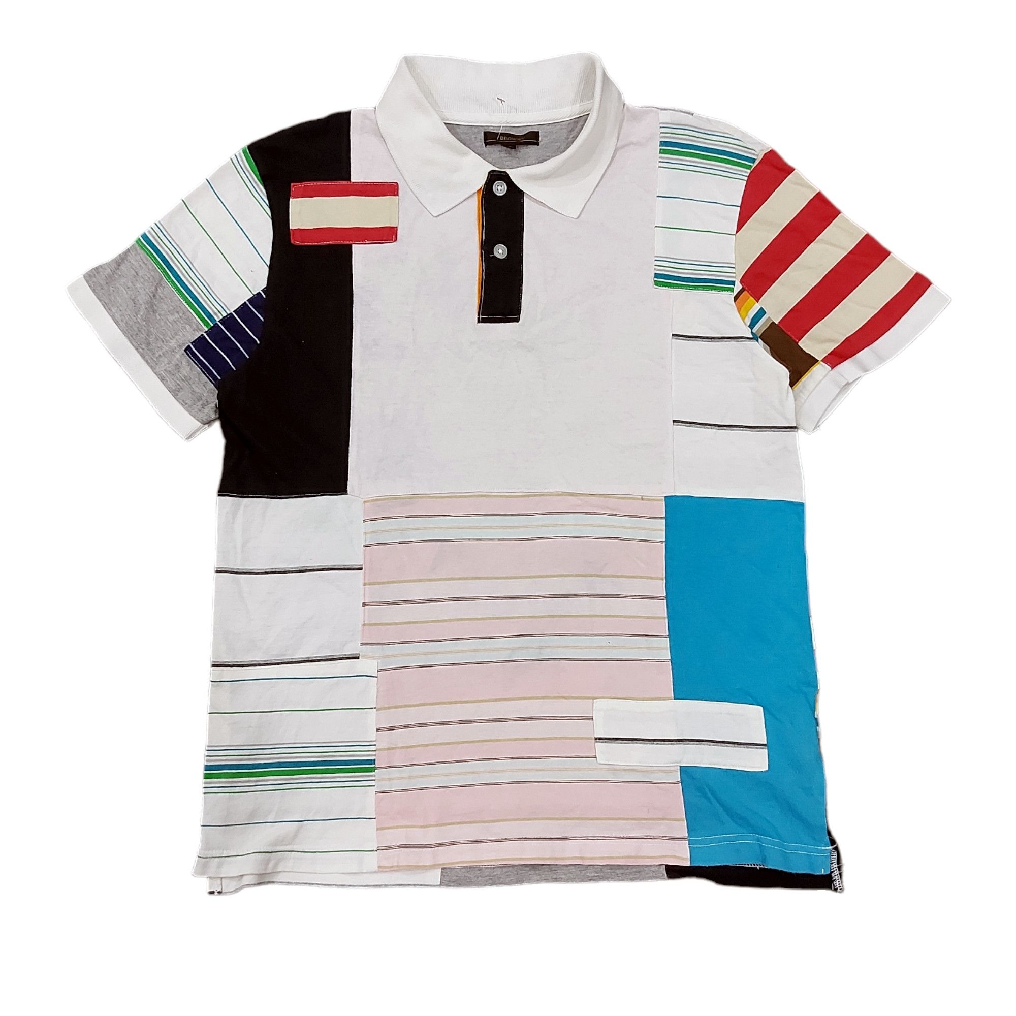 Japanese Brand Rare! Browny Japanese Brand Patchwork Polo Size US M / EU 48-50 / 2 - 1 Thumbnail