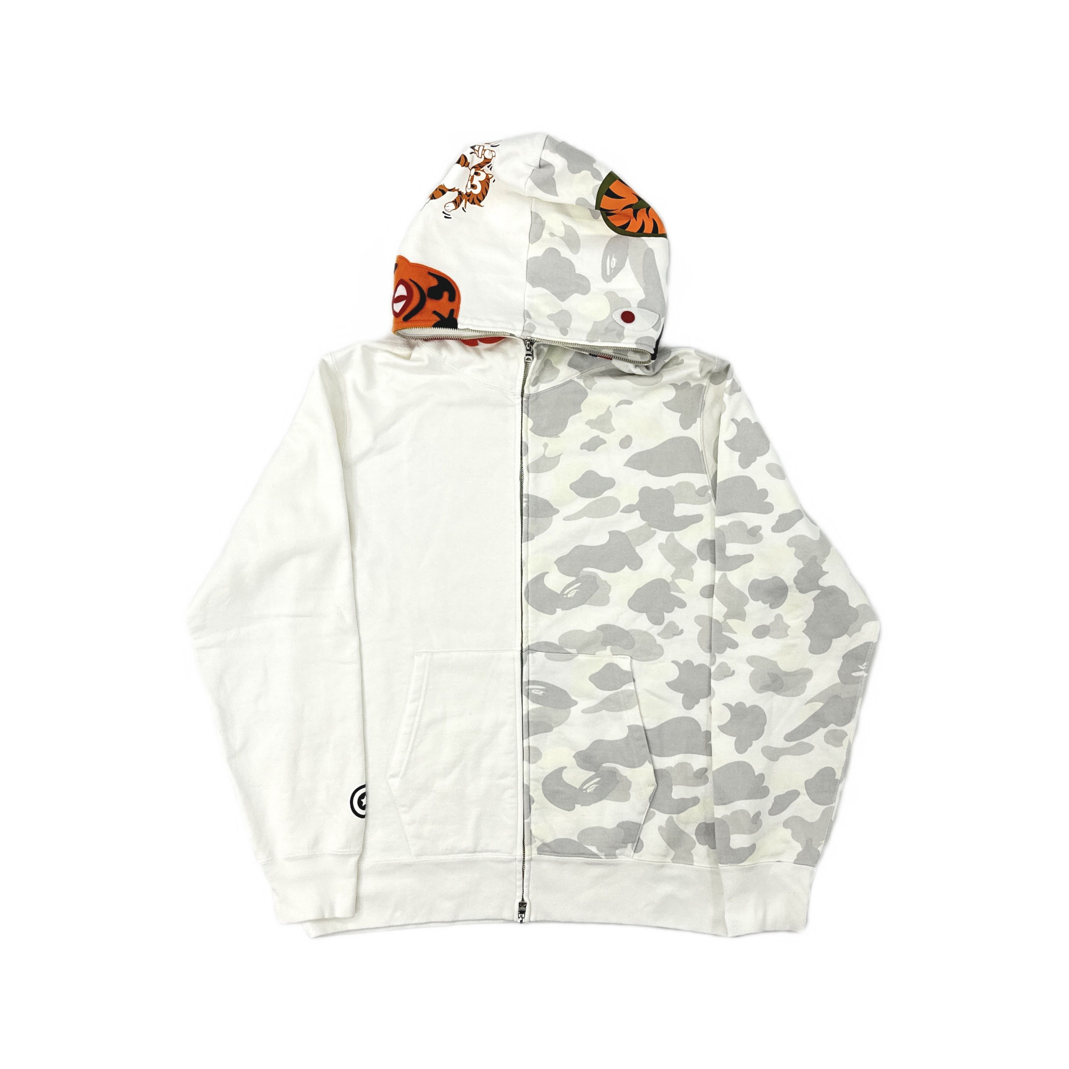 Bape White Bape city camo shark hoodie | Grailed