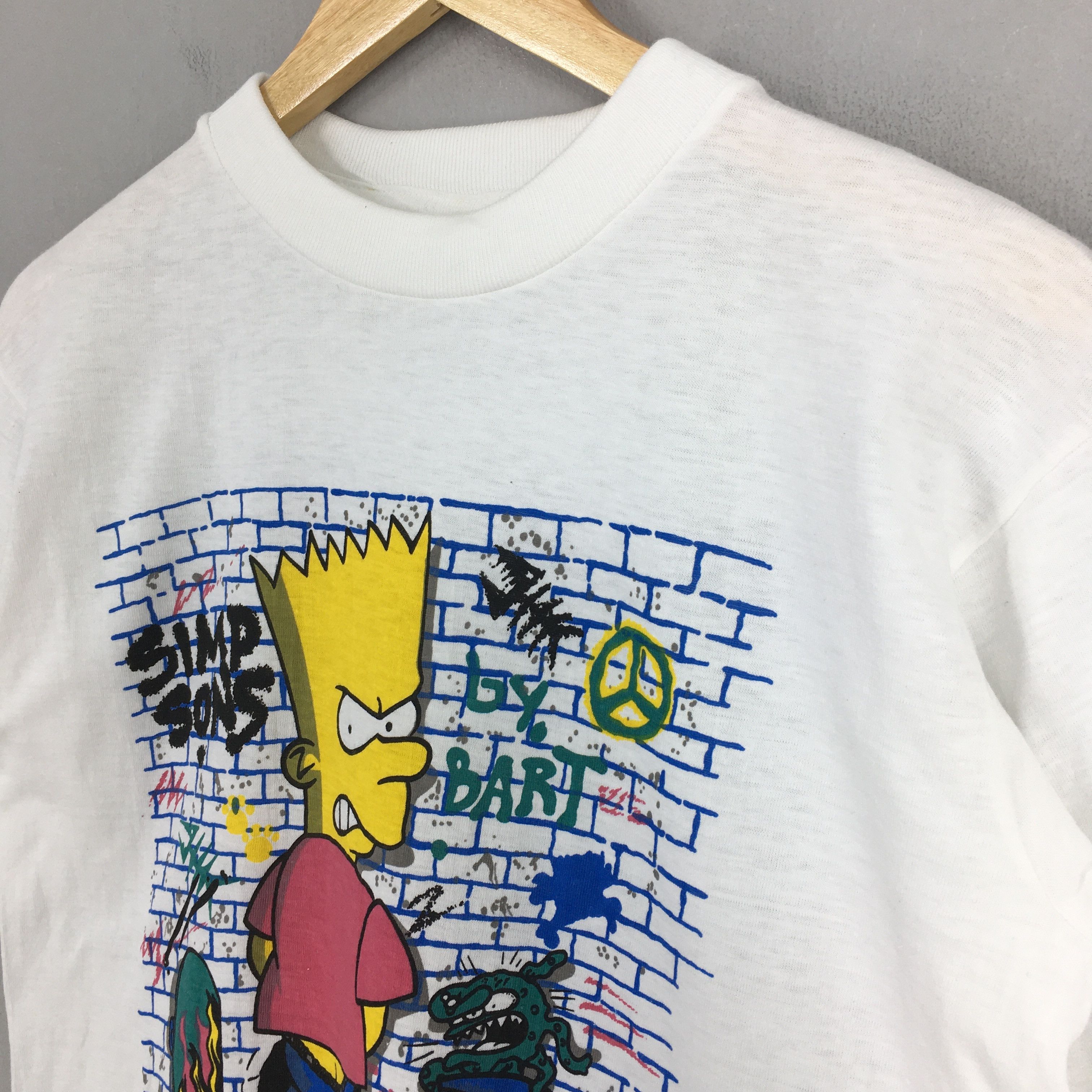 Other Vintage Bart Simpson Cartoon White T shirt Medium Size US M / EU 48-50 / 2 - 3 Thumbnail