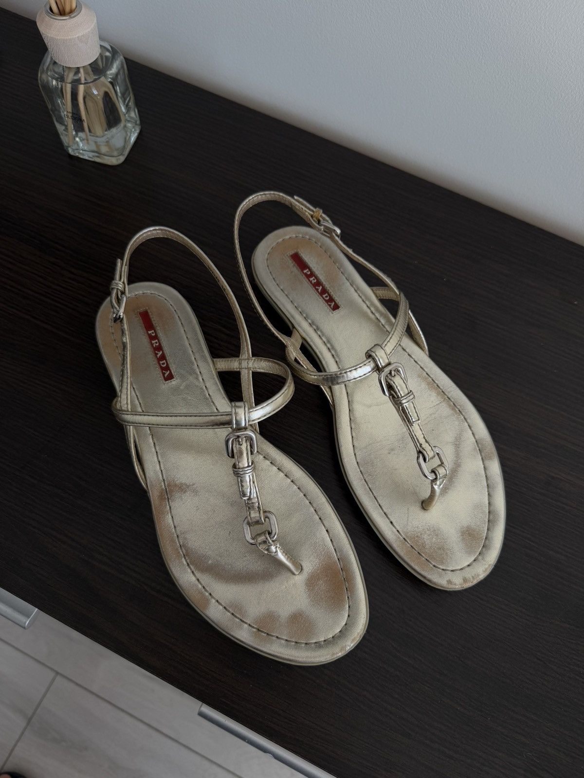 Prada Prada gold Metallic Leather Thong Sandals Size 38 Size US 8 / IT 38 - 3 Thumbnail