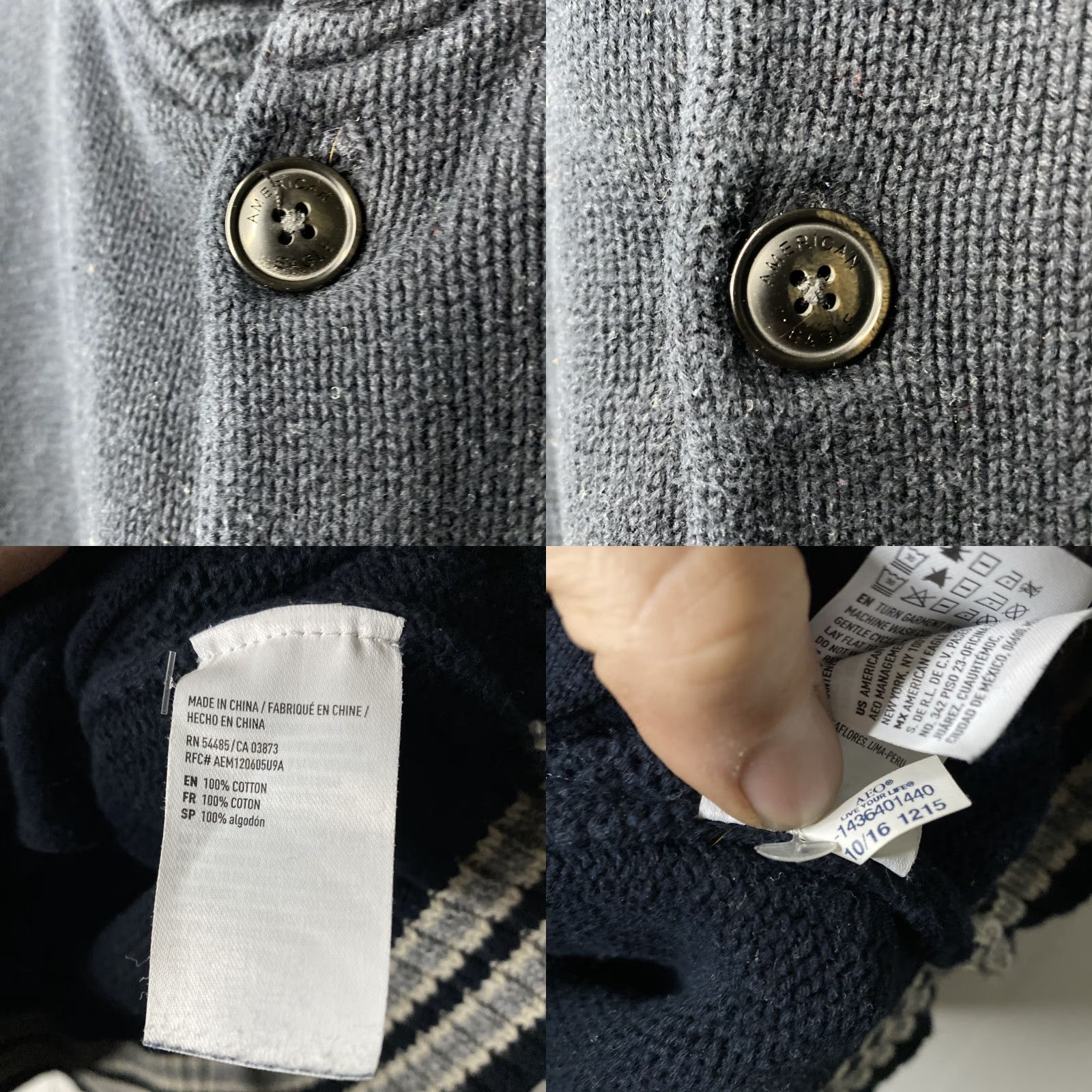American Eagle Outfitters VINTAGE American Eagle Mens Cardigan Big & Tall MT Navy Grey Y2K Sweater Size US M / EU 48-50 / 2 - 8 Thumbnail