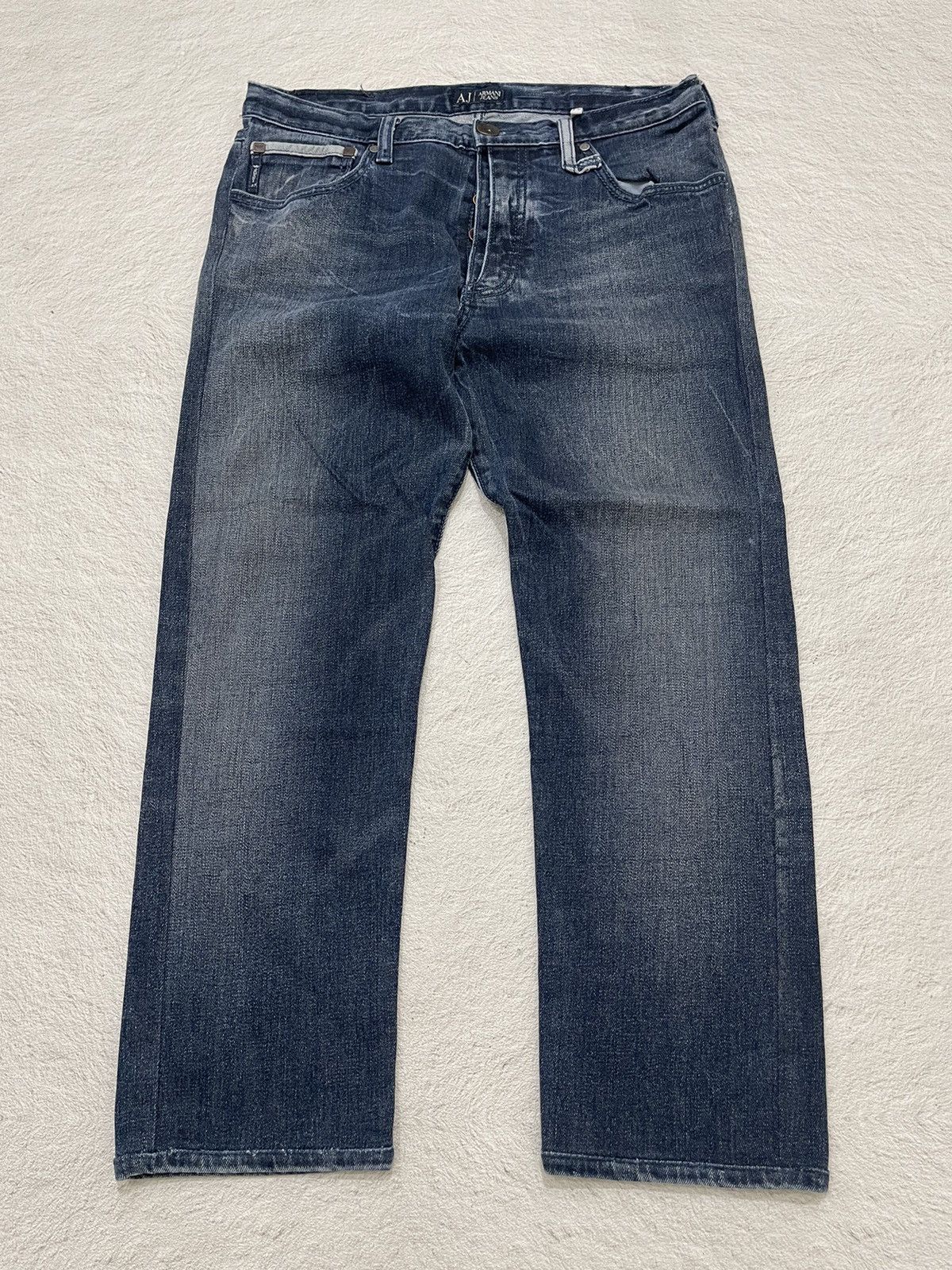 Giorgio Armani 00s Armani Mudwash Denim Button Fly Y2K Size US 35 - 1 Thumbnail