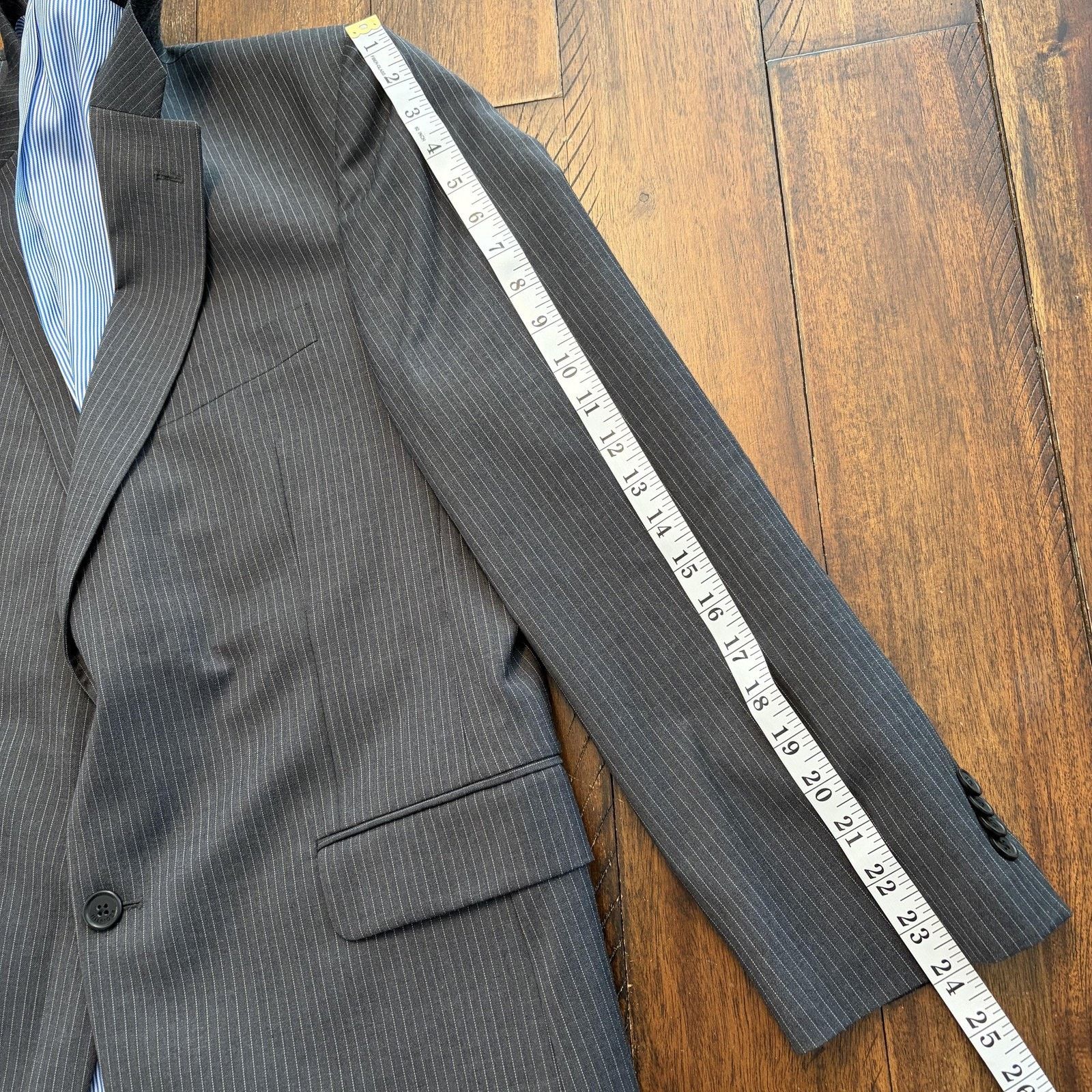 Tommy Hilfiger Tommy Hilfiger Suit Jacket 42S Pinstripe Wool Blazer Short Size 42S - 13 Thumbnail
