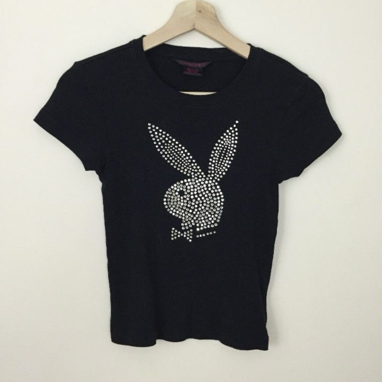 Playboy PLAYBOY Rare Vintage Y2K Black Rhinestone Bling Bunny Tee Size S / US 4 / IT 40 - 2 Thumbnail