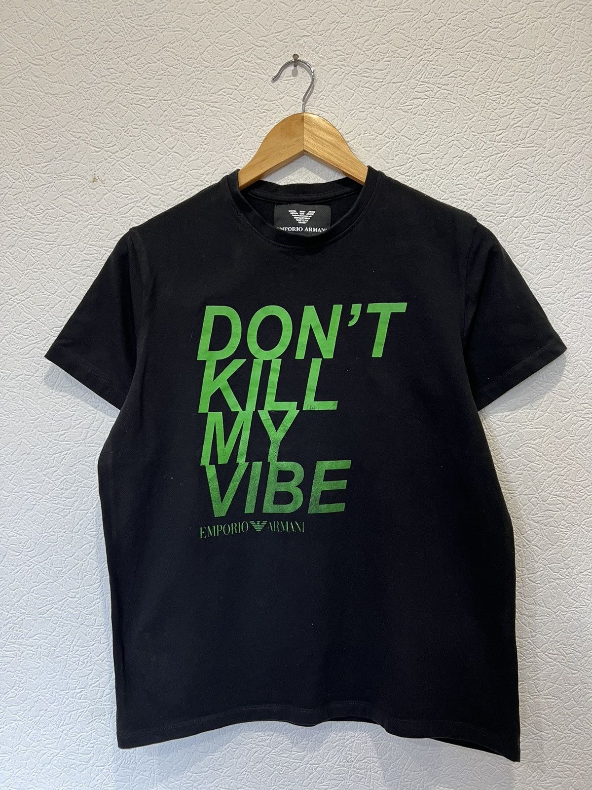 Emporio Armani Emporio Armani Dont Kill My Vibe Black T shirt Size US M / EU 48-50 / 2 - 1 Thumbnail