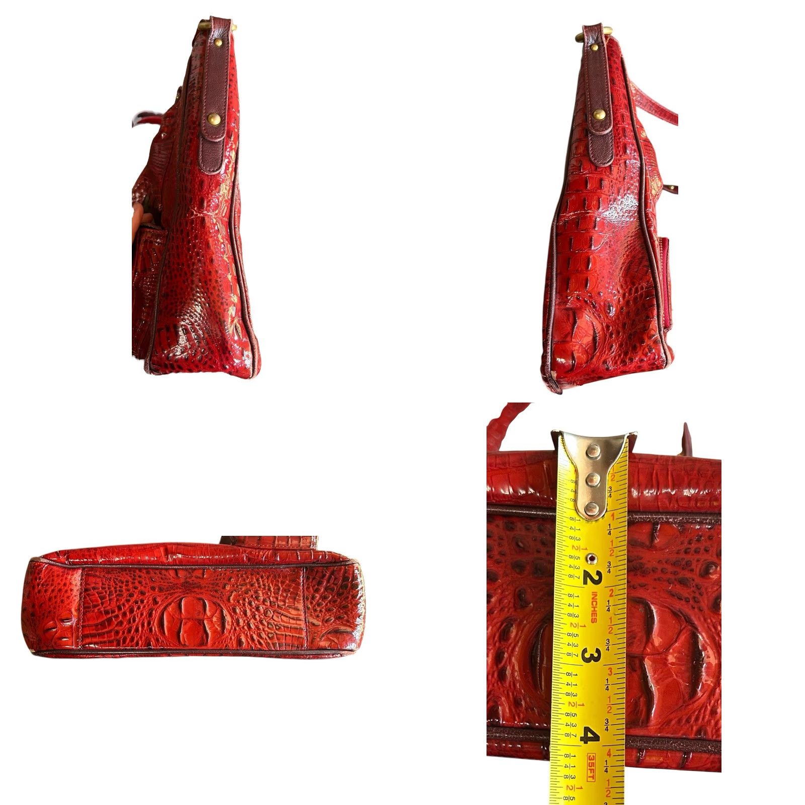 BRAHMIN Brahmin Red Croc Shoulder Bag Purse Pockets Large Women’s Read Crossbody Vintage Read Size ONE SIZE - 10 Thumbnail