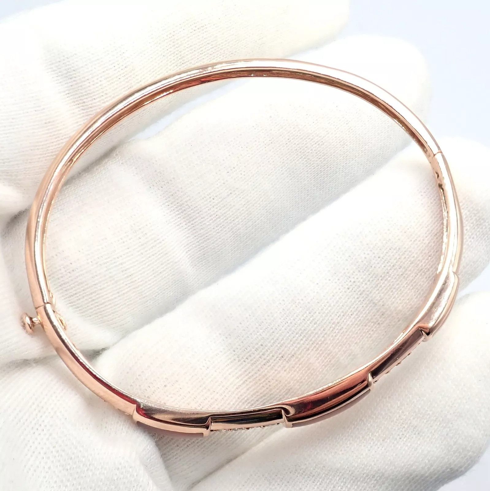 The Unbranded Brand Kabana 14k Rose Gold Diamond Mother of Pearl Bangle Bracelet Size ONE SIZE - 13 Thumbnail