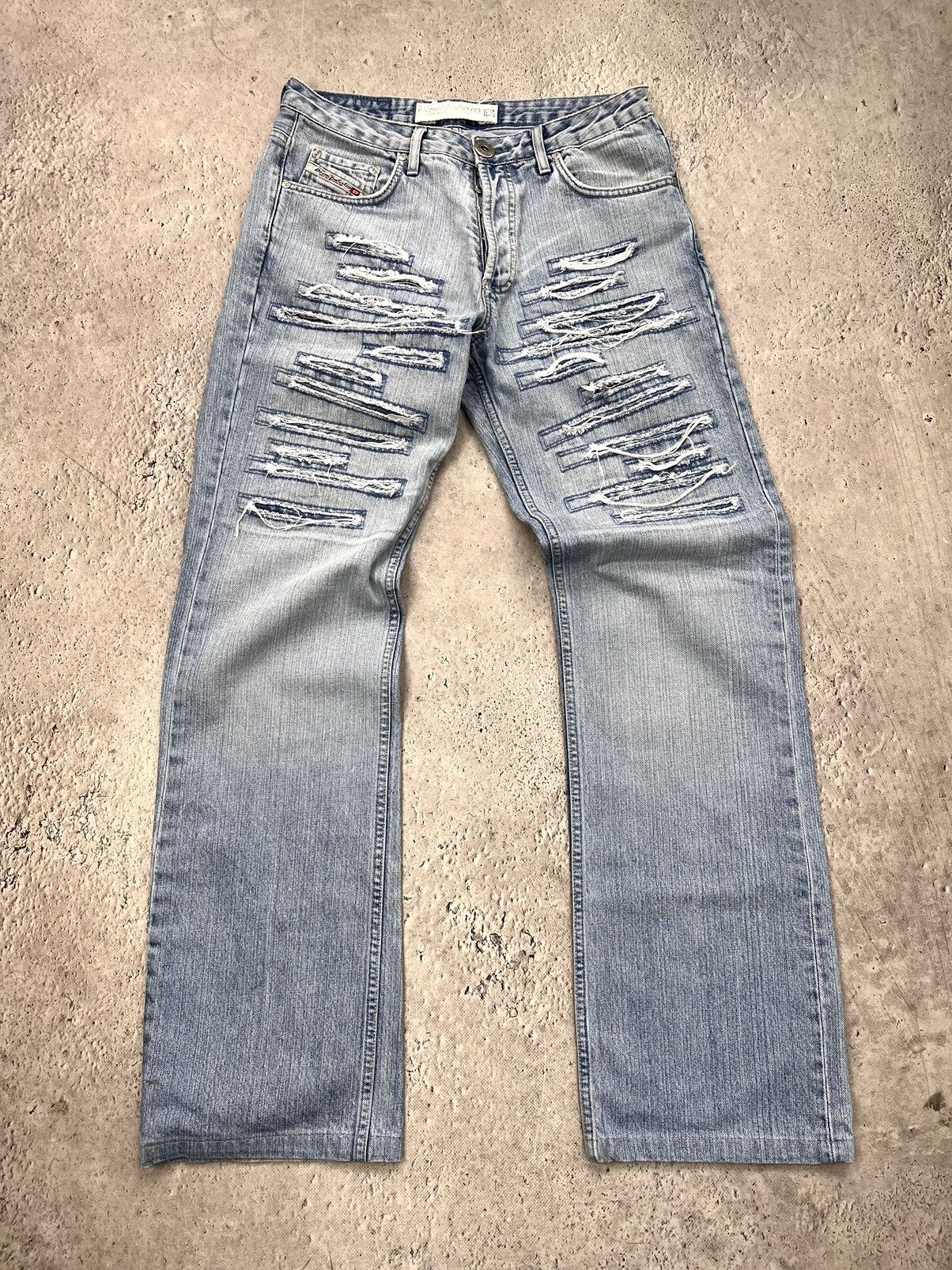 Diesel × Japanese Brand Diesel Dirty Pants FADED crash DENIM THRASHED Y2k Distressed Size US 32 / EU 48 - 2 Thumbnail
