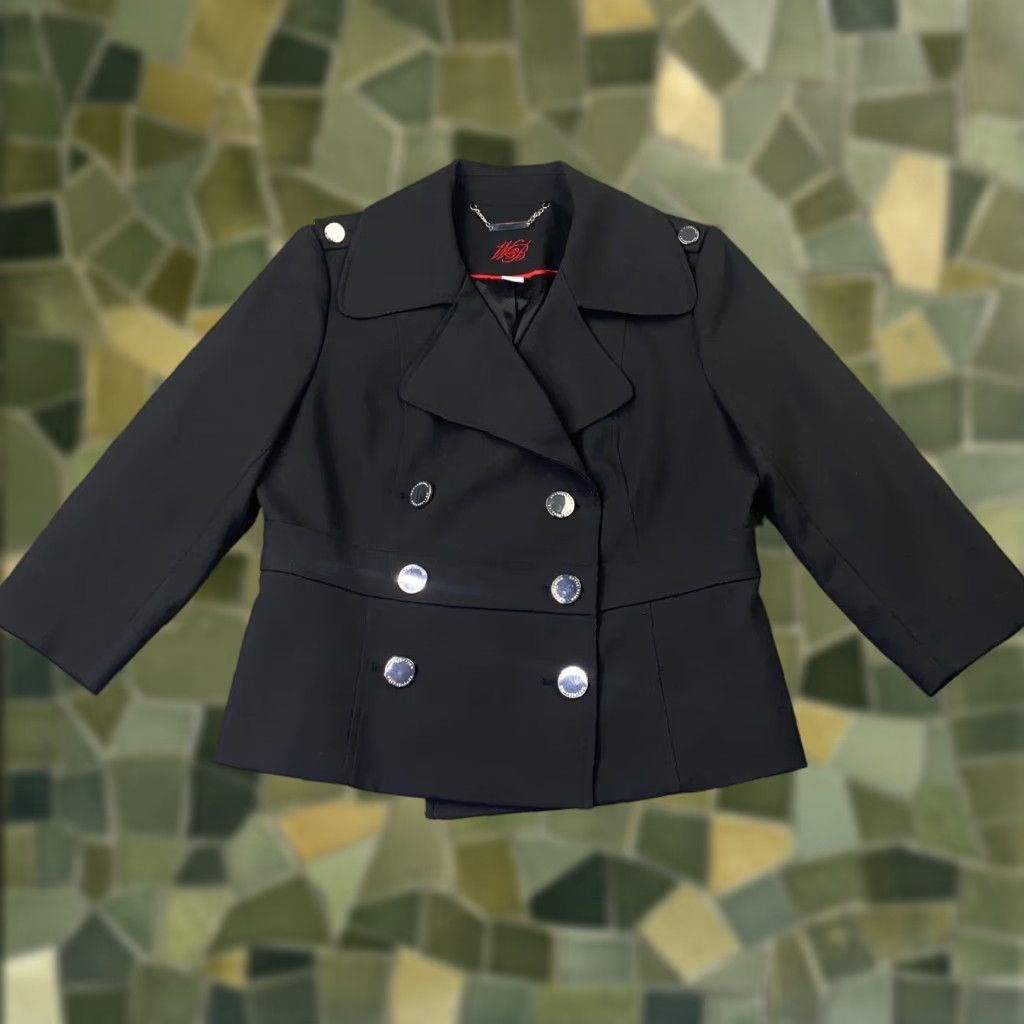 White House Black Market White Hous Black Market WHBM Womens Jacket 12 Black Double-Breasted Pea Coat Size XL / US 12-14 / IT 48-50 - 1 Thumbnail