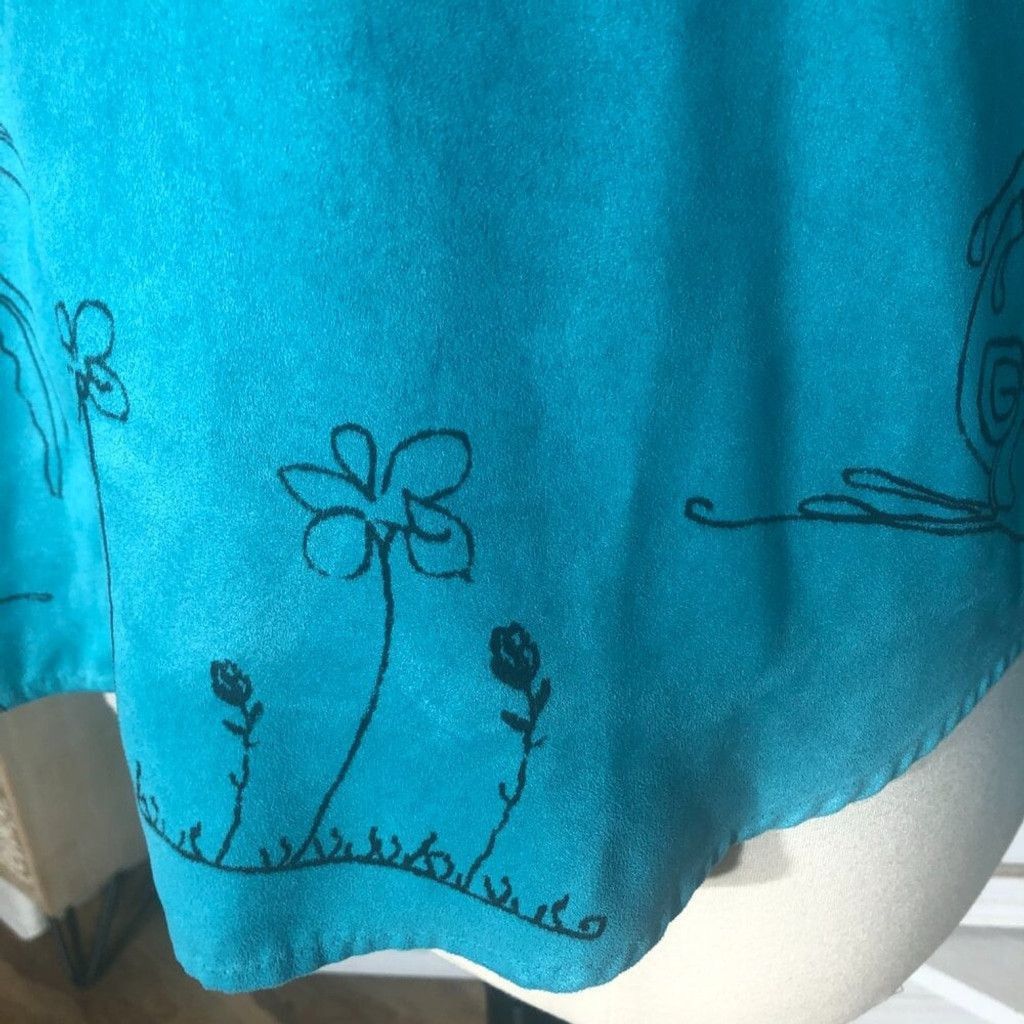 Chicos shirt teal aqua faux suede stick animal Avant Garde Sz L (3) Size L / US 10 / IT 46 - 9 Thumbnail