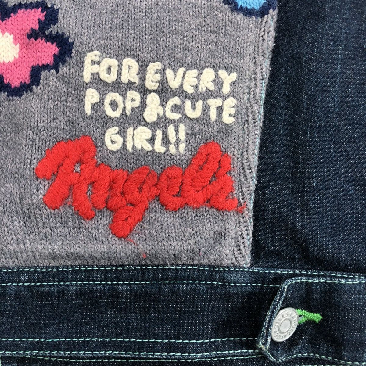 Angel Blue × Hysteric Glamour × Japanese Brand 2000s Angel Blue - Iconic Design Panda Knitted Denim Jacket Size US XXS / EU 40 - 7 Thumbnail