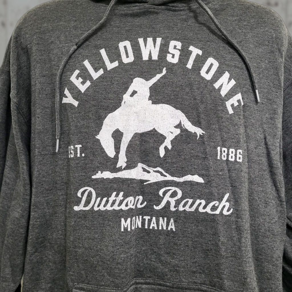 Vintage Yellowstone Hoodie Sweatshirt Men XL Charcoal Grey Dutton Ranch Logo Graphic Print Hooded Pockets Pullover Size US XL / EU 56 / 4 - 1 Thumbnail