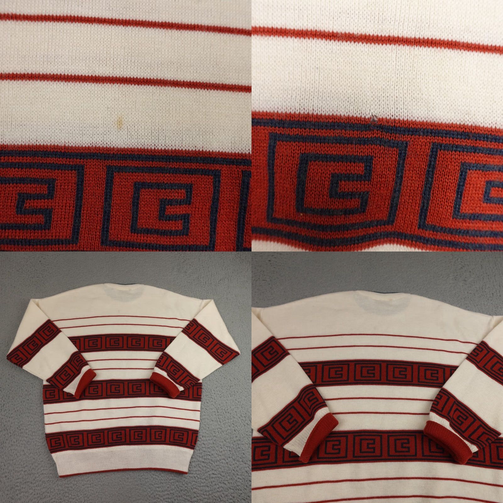 Vintage Private Image Geometric Wool Blend Sweater Mens Large Brown Crew Neck Knit Pullover Vintage 90s Retro All Seasons Size US L / EU 52-54 / 3 - 8 Thumbnail