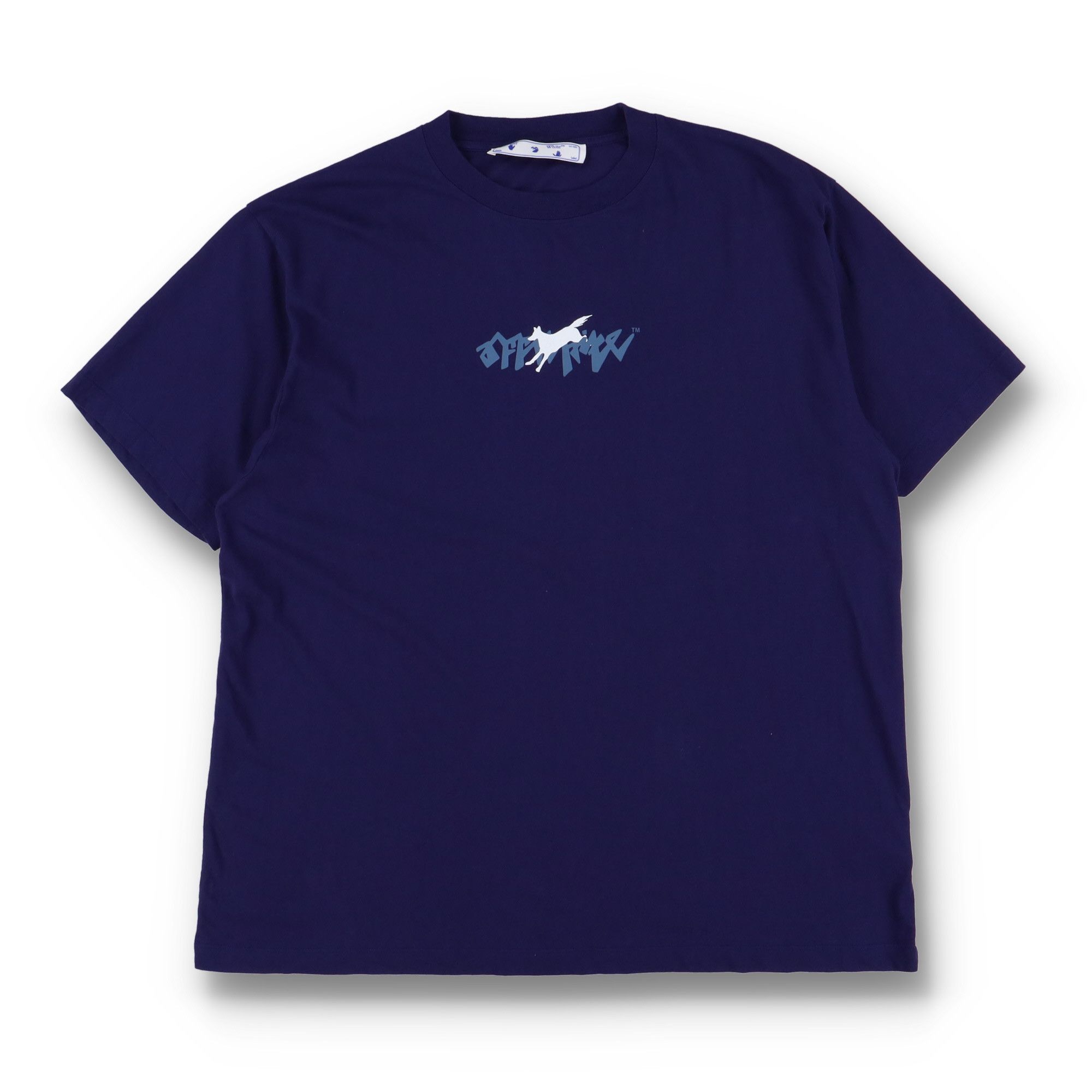 Off-White Blue Running Wolves Logo Oversized T-Shirt Size US M / EU 48-50 / 2 - 5 Thumbnail