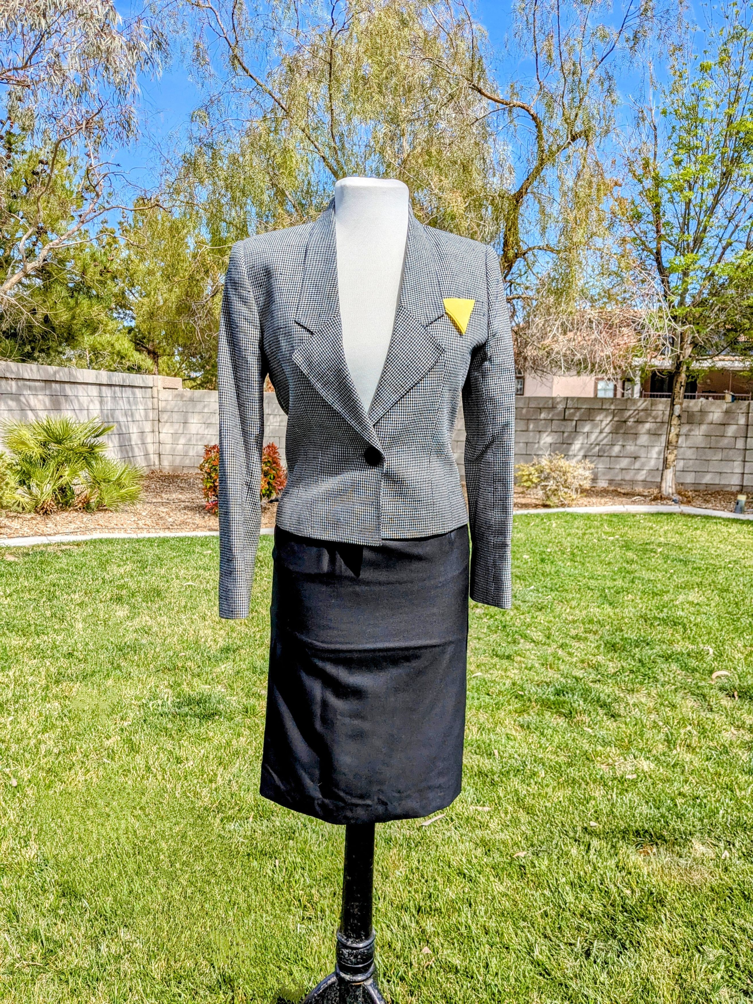 Designer J.Gallery Houndstooth Blazer+Tapa Maxi Skirt 2pc Suit Outfit Size XS / US 0-2 / IT 36-38 - 1 Thumbnail