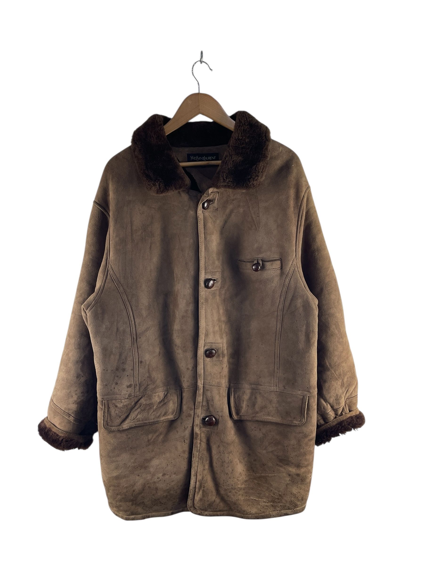 Yves Saint Laurent Vintage 1990s Yves Saint Laurent Pour Homme Shearling Coat Size US L / EU 52-54 / 3 - 1 Thumbnail