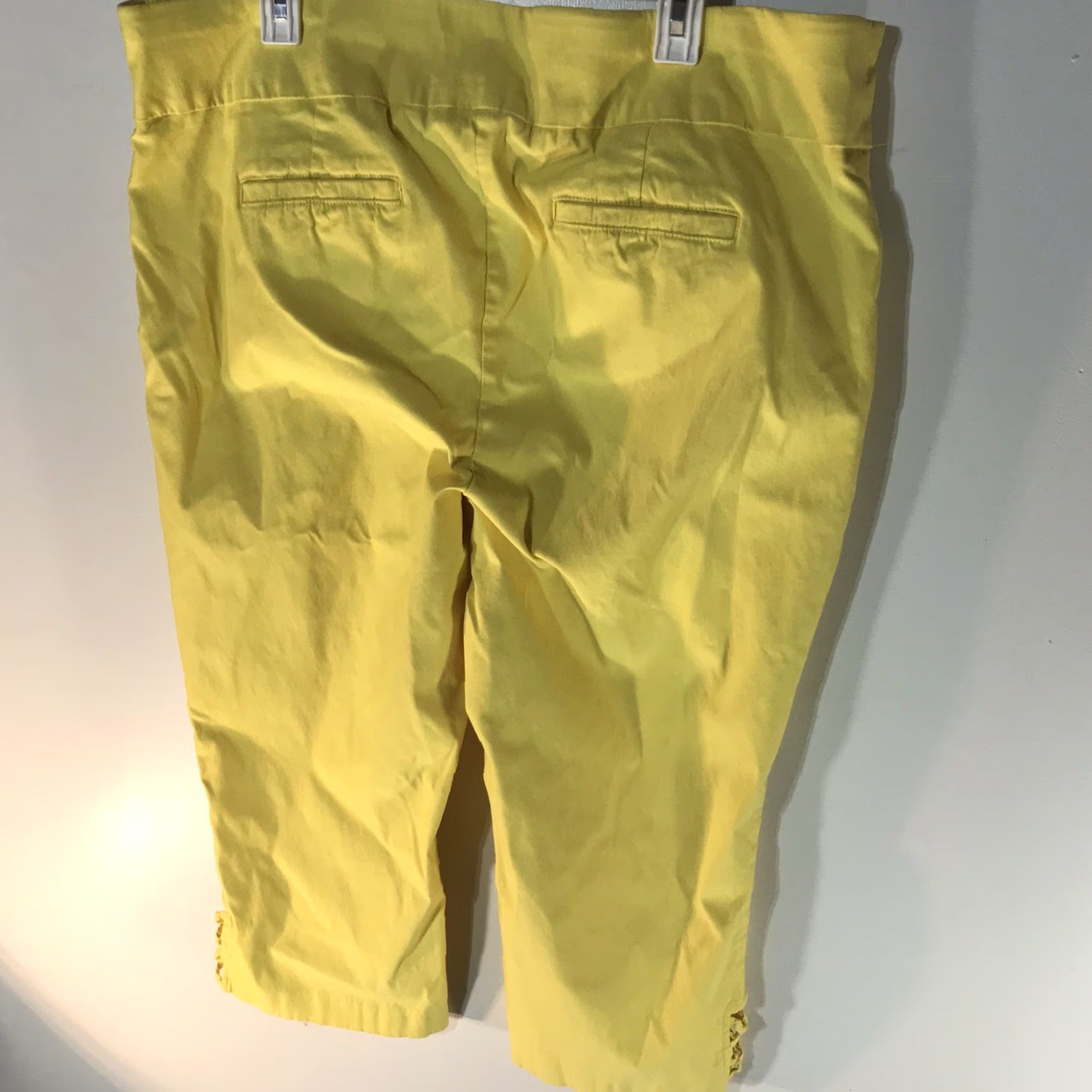 Vintage VINTAGE Kim Rogers Curvy Women's Cropped Pants Size 22W Yellow Knit Elastic Waist Casual Summer Size 40" / US 18 - 3 Thumbnail