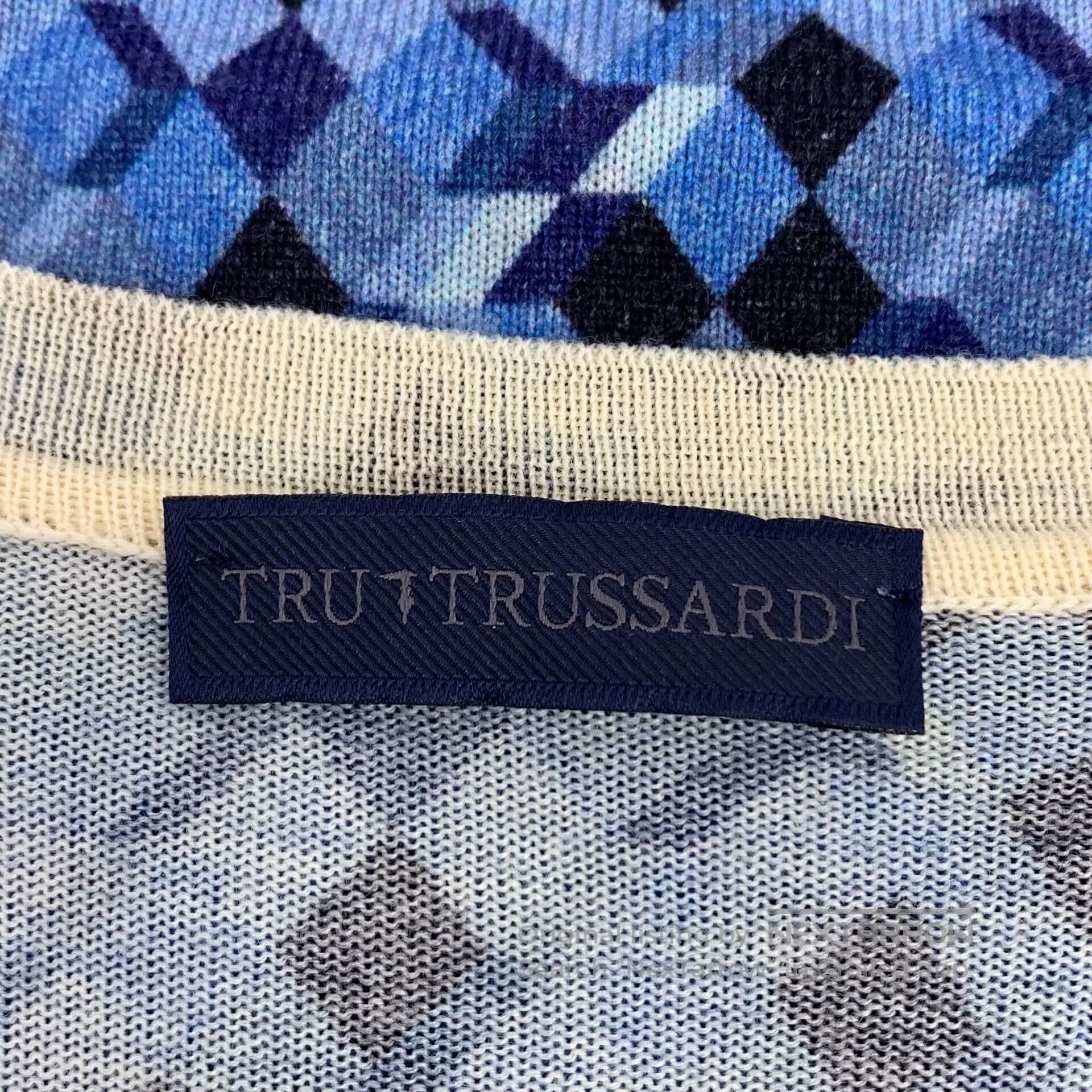 Other Tru Trussardi Dark Blue Plaid Wool Round Neck Long-Sleeve Size US S / EU 44-46 / 1 - 6 Thumbnail