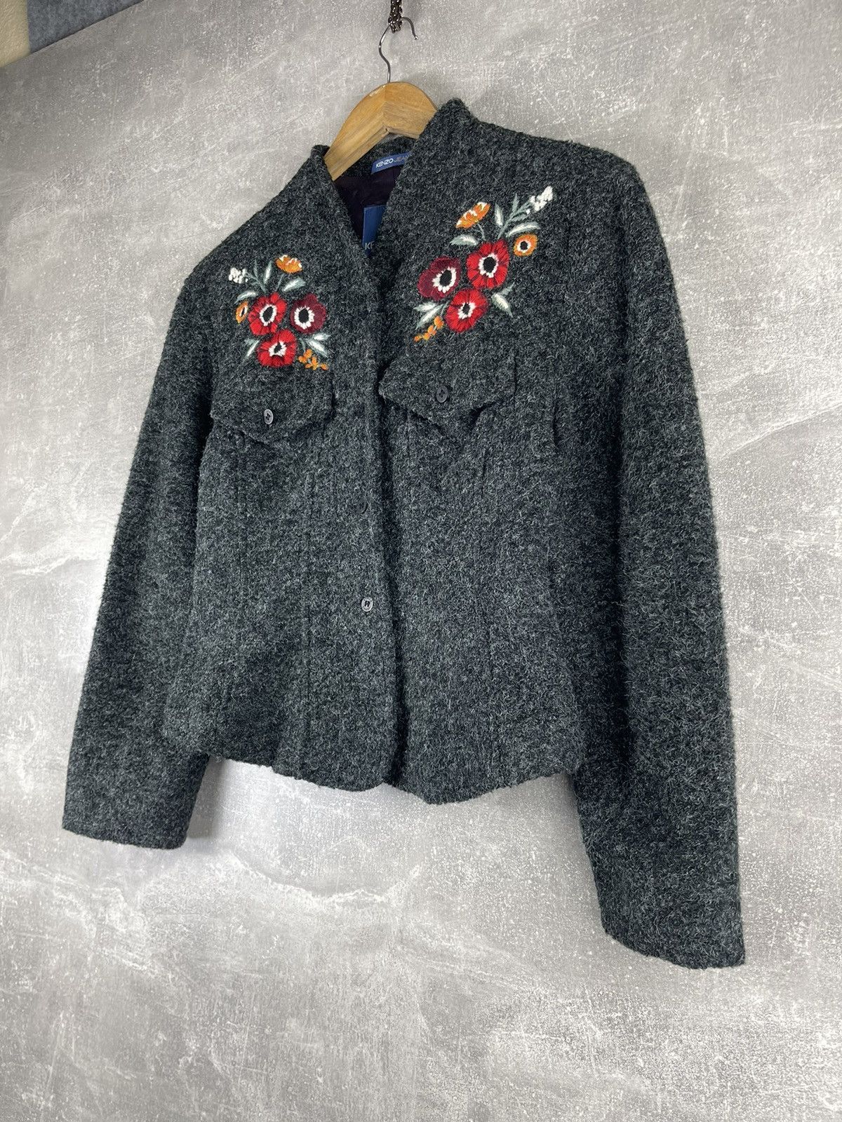Kenzo Kenzo Jeans Embroidered Wool Blazer Dress Set Early 00s Gray Size L / US 10 / IT 46 - 3 Thumbnail