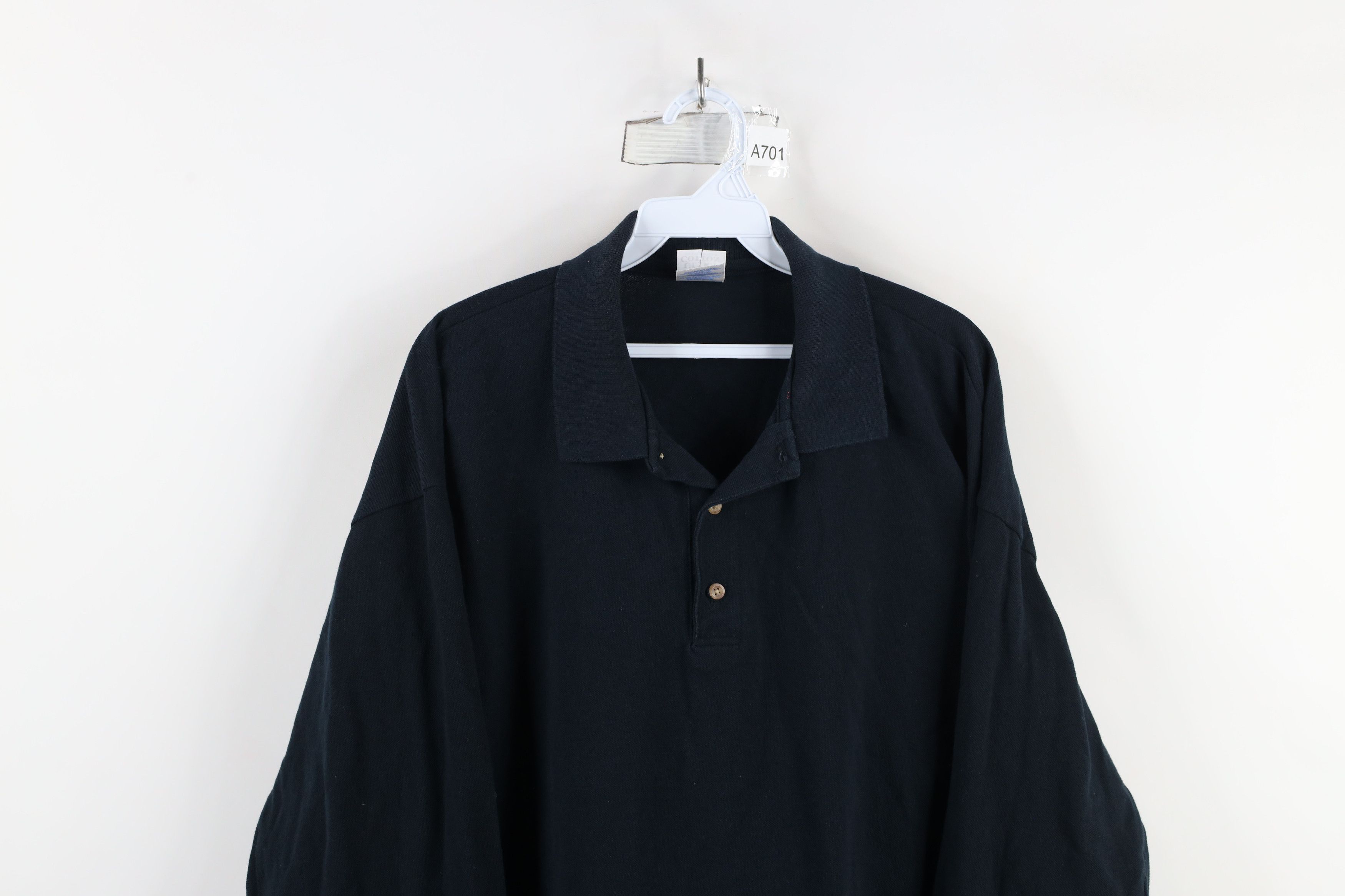 Vintage Vintage 90s Streetwear Heavy Long Sleeve Polo Shirt Black Size US XL / EU 56 / 4 - 2 Thumbnail