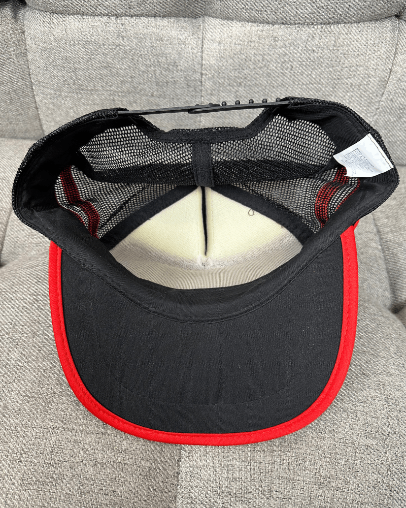 Vintage Vintage Titan Steel Patch Striped Black/Red Trucker Hat Size ONE SIZE - 6 Thumbnail