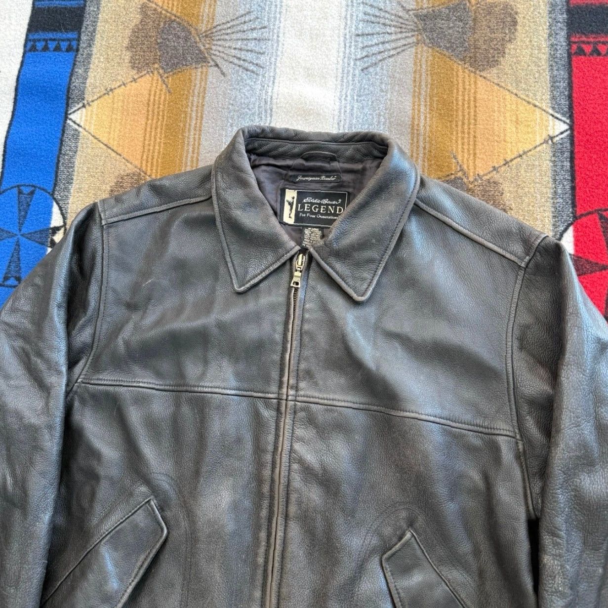 Eddie Bauer VINTAGE Eddie Bauer Heavy Leather Flight Bomber Jacket L Brown Regular Men Zip Size US L / EU 52-54 / 3 - 5 Thumbnail