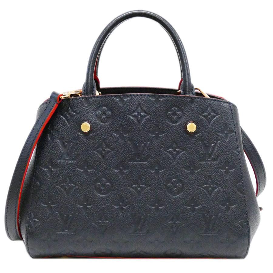 Louis Vuitton Monogram Implant Montaigne BB Shoulder Hand Bag Marine Rouge
