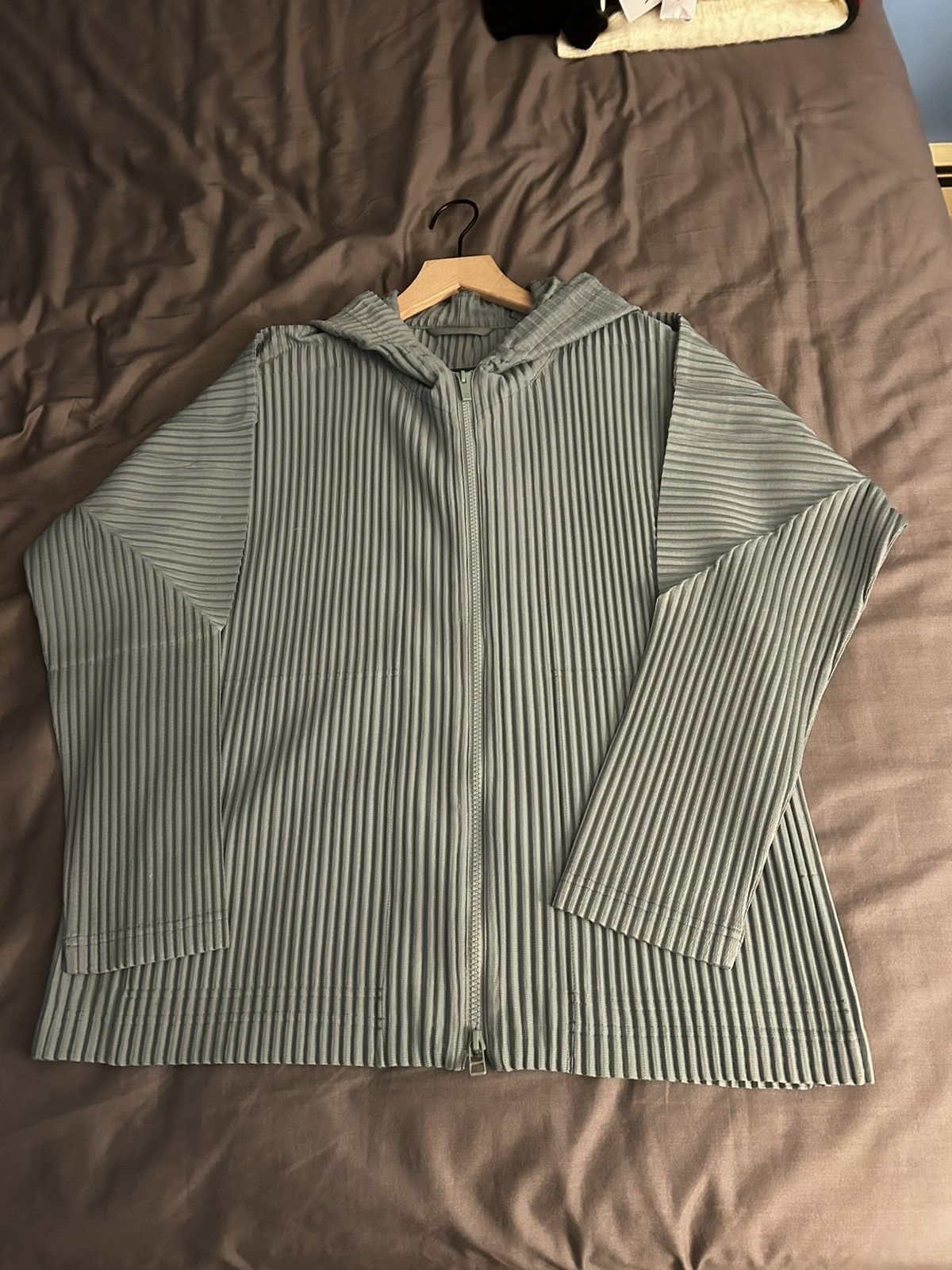 Homme Plisse Issey Miyake MC August Pleated Hoodie Mint Gray