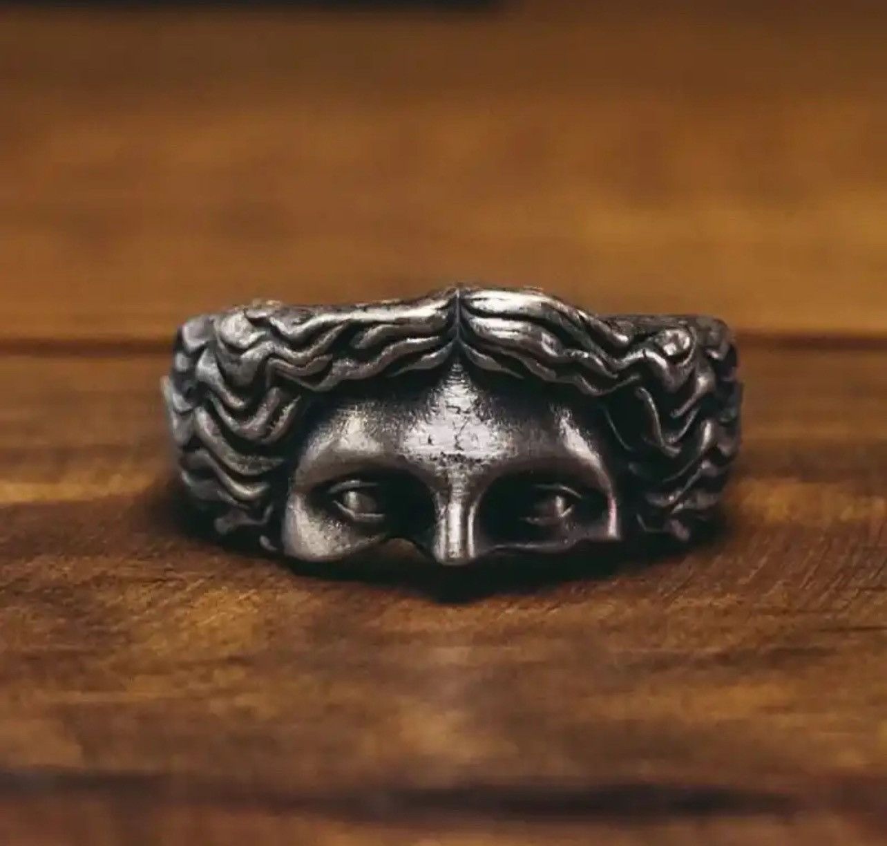 Vintage Punk Ring With Sculpture Half Face Size ONE SIZE - 1 Thumbnail