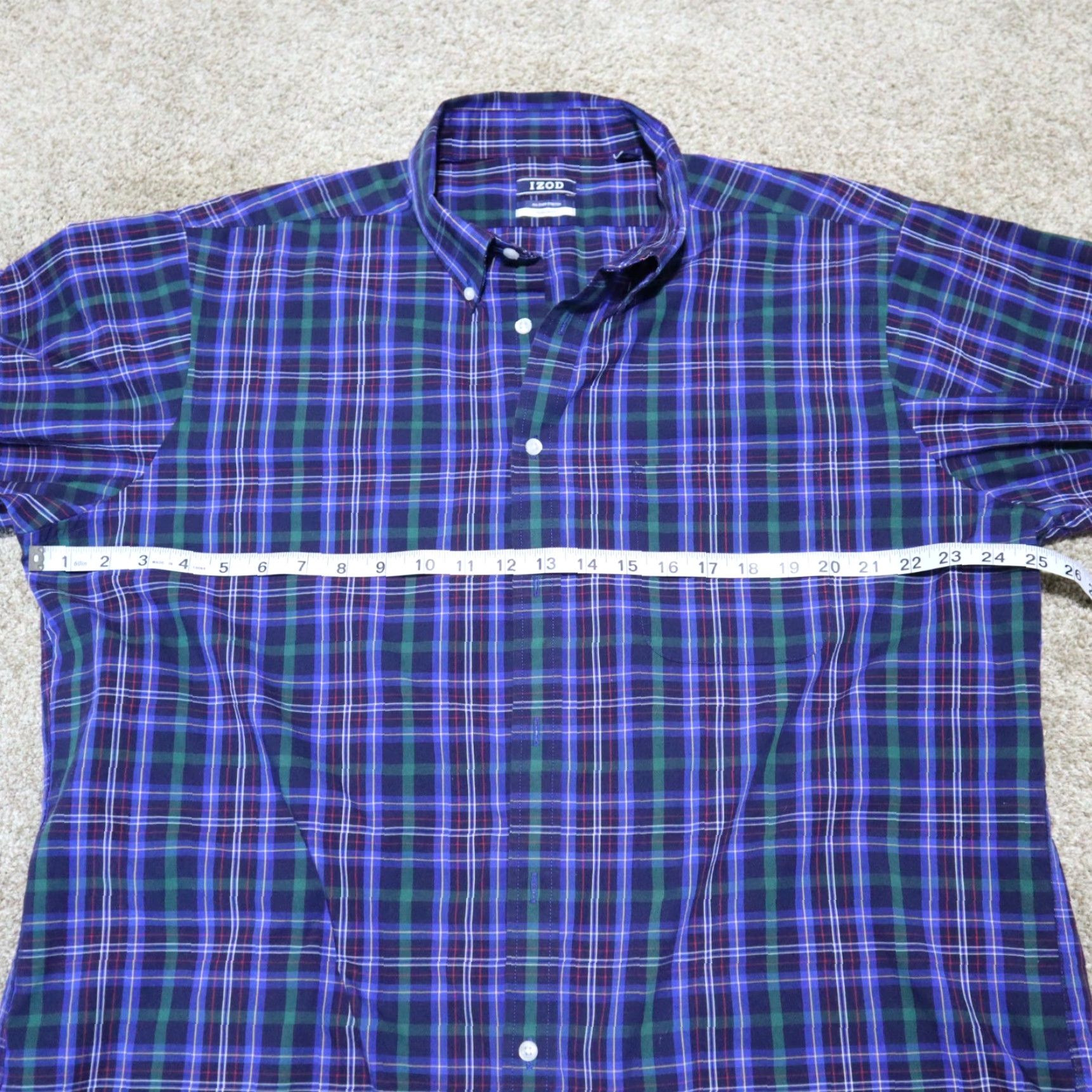 Izod IZOD Shirt Blue Plaid Long Sleeve Button-Up Adult Regular Sized 17.5 32/32 Multicolor Plaid 90s Colorful Mens Size US XL / EU 56 / 4 - 4 Thumbnail