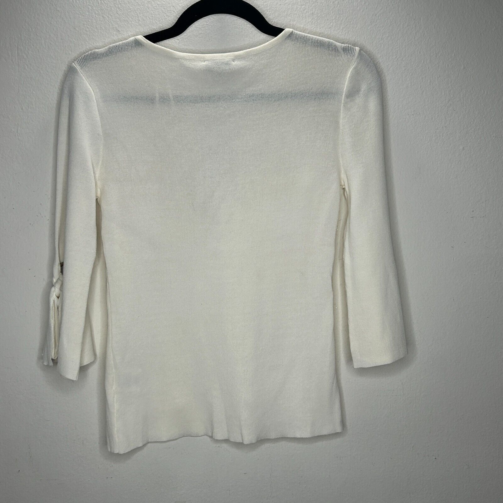 Other NWT Olivia Warren Off-White 3/4 Grommet Tie-Sleeve Sweater S Size S / US 4 / IT 40 - 5 Thumbnail