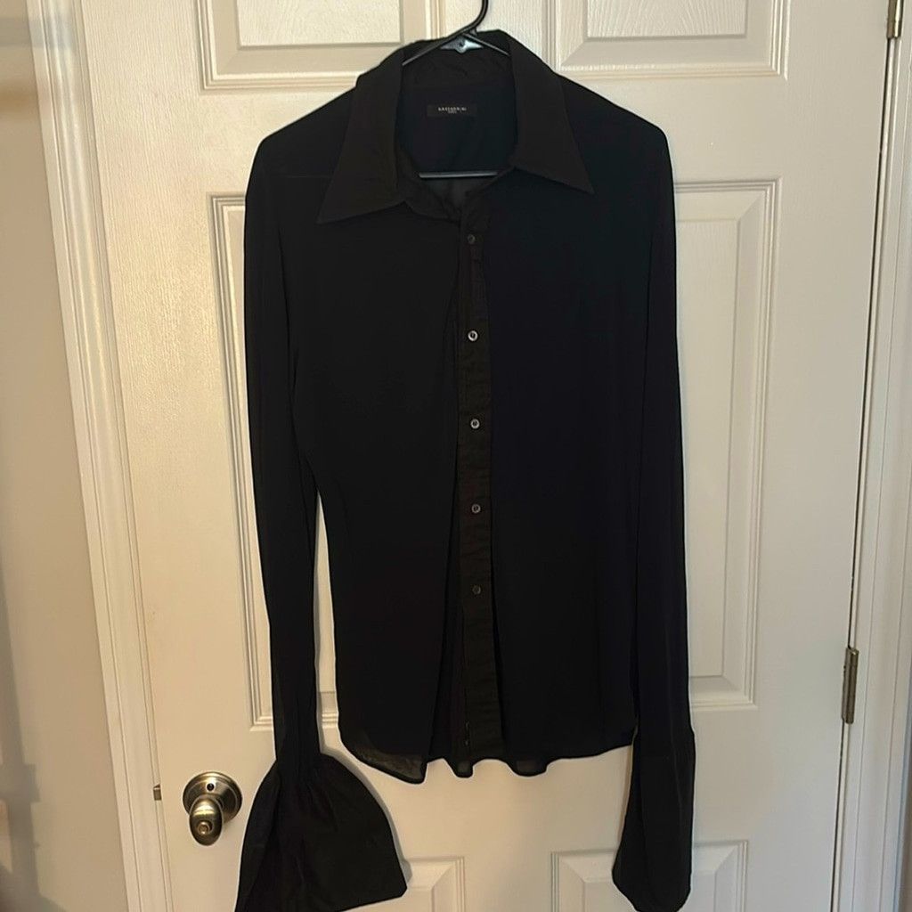 Gazzarrini Gazzarrini Women’s French Cuff Sheer Shirt Sz XL Size XL / US 12-14 / IT 48-50 - 1 Thumbnail