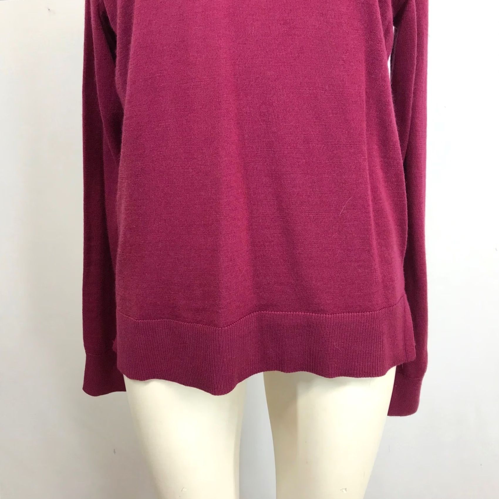 Vintage KATHERINE BARCLAY Women's M Merino Wool V Neck Long Sleeve Sweater Burgundy Size M / US 6-8 / IT 42-44 - 3 Thumbnail