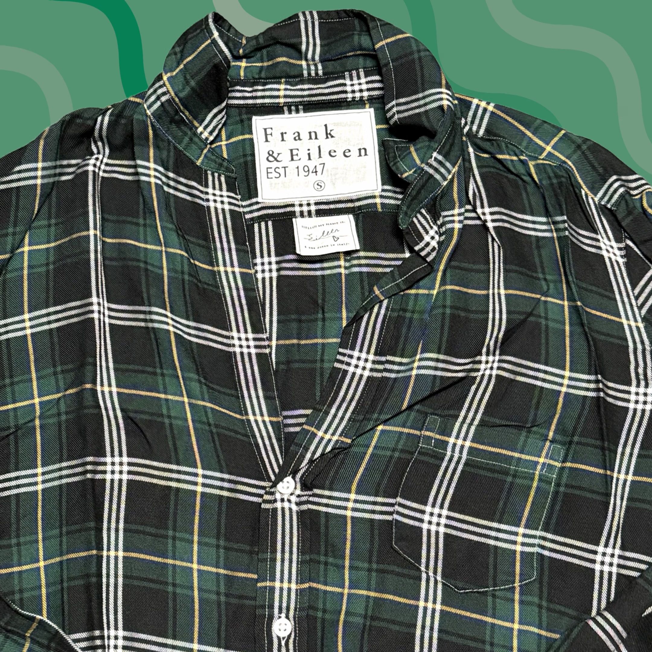 Frank & Eileen Frank & Eileen Shirt Womens Small Green Plaid Button Front Blouse Size S / US 4 / IT 40 - 1 Thumbnail